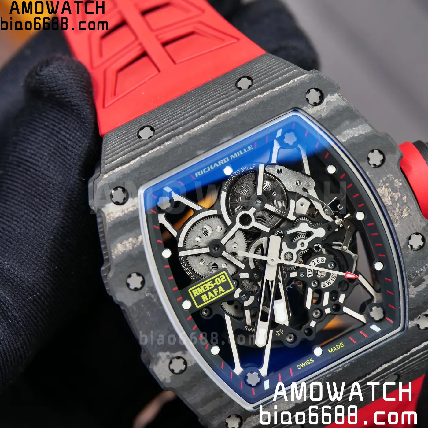 RICHARD MILLE RM035-02 NTPT UMI 1:1 Best Edition Skeleton Dial on Red Rubber Strap RMAL1 Super Clone Free Sprung 100 405125863be2e3e AMO Watch