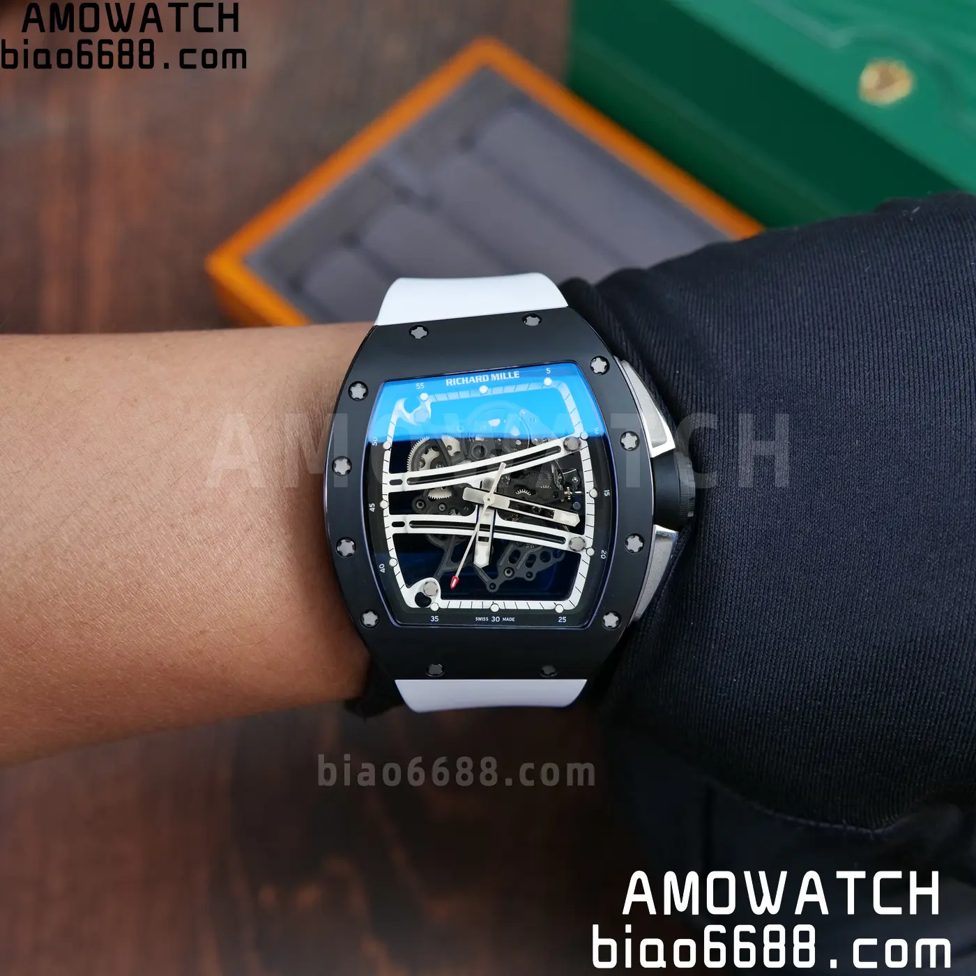 RICHARD MILLE RM61-01 RM6101 A9F 1:1 Best Edition Black Bezel on White Rubber Strap RMUL3 Free Sprung 113 40c47a49909efff AMO Watch