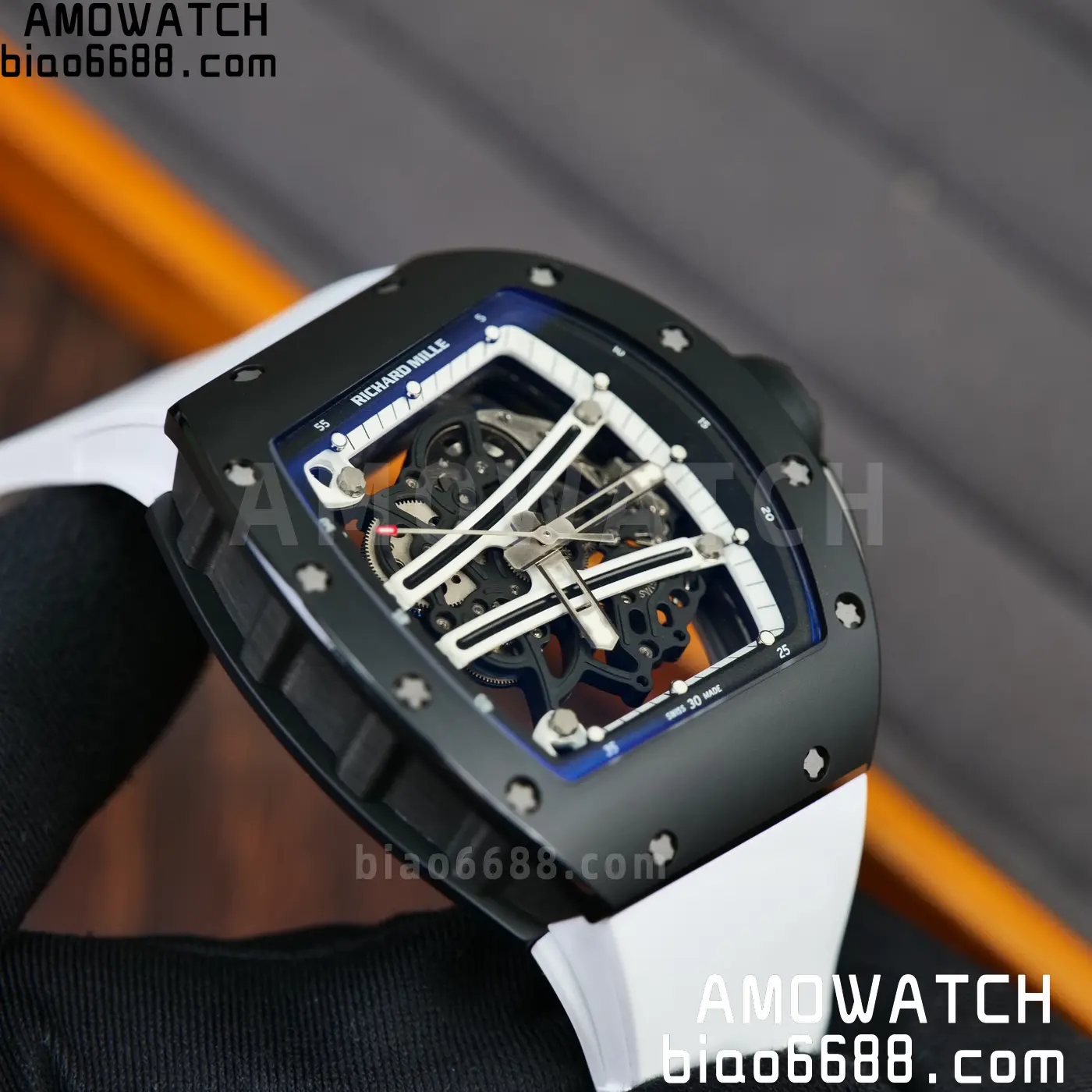 RICHARD MILLE RM61-01 RM6101 A9F 1:1 Best Edition Black Bezel on White Rubber Strap RMUL3 Free Sprung 91 4182833bec2e1d6 AMO Watch