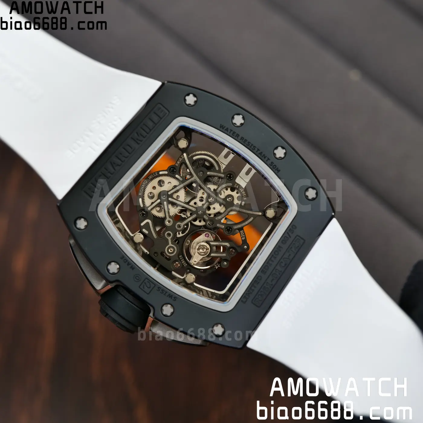 RICHARD MILLE RM61-01 RM6101 A9F 1:1 Best Edition Black Bezel on White Rubber Strap RMUL3 Free Sprung 102 419c286a38ec4e3 AMO Watch