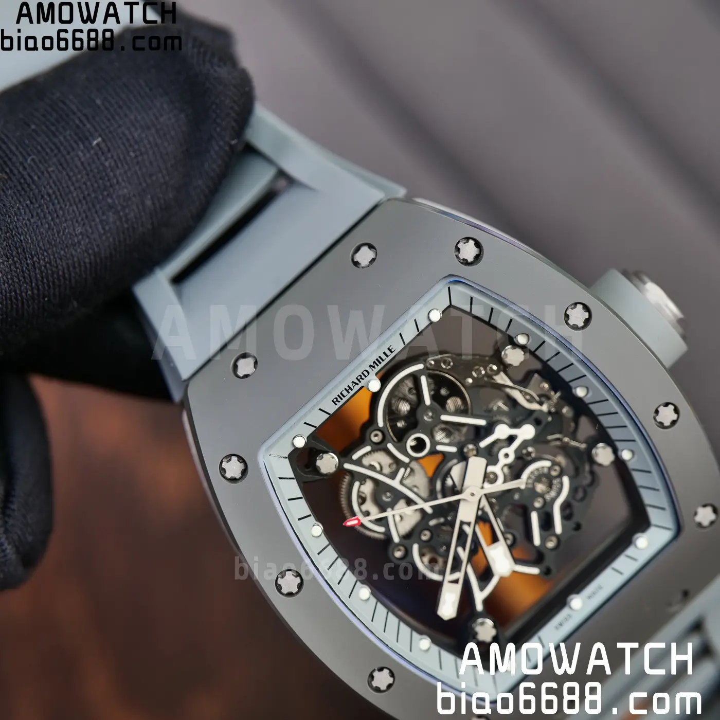 RICHARD MILLE RM055 Gray Ceramic A9F 1:1 Best Edition Gray Inner Bezel on Gray Rubber Strap RMUL2 (Free Sprung) 81 42326a8080e8542 AMO Watch