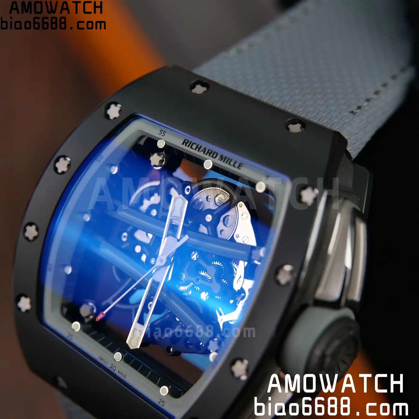 RICHARD MILLE RM61-01 RM6101 A9F 1:1 Best Edition Black Bezel on Gray Nylon Strap RMUL3 Free Sprung 85 423490f28a48011 AMO Watch