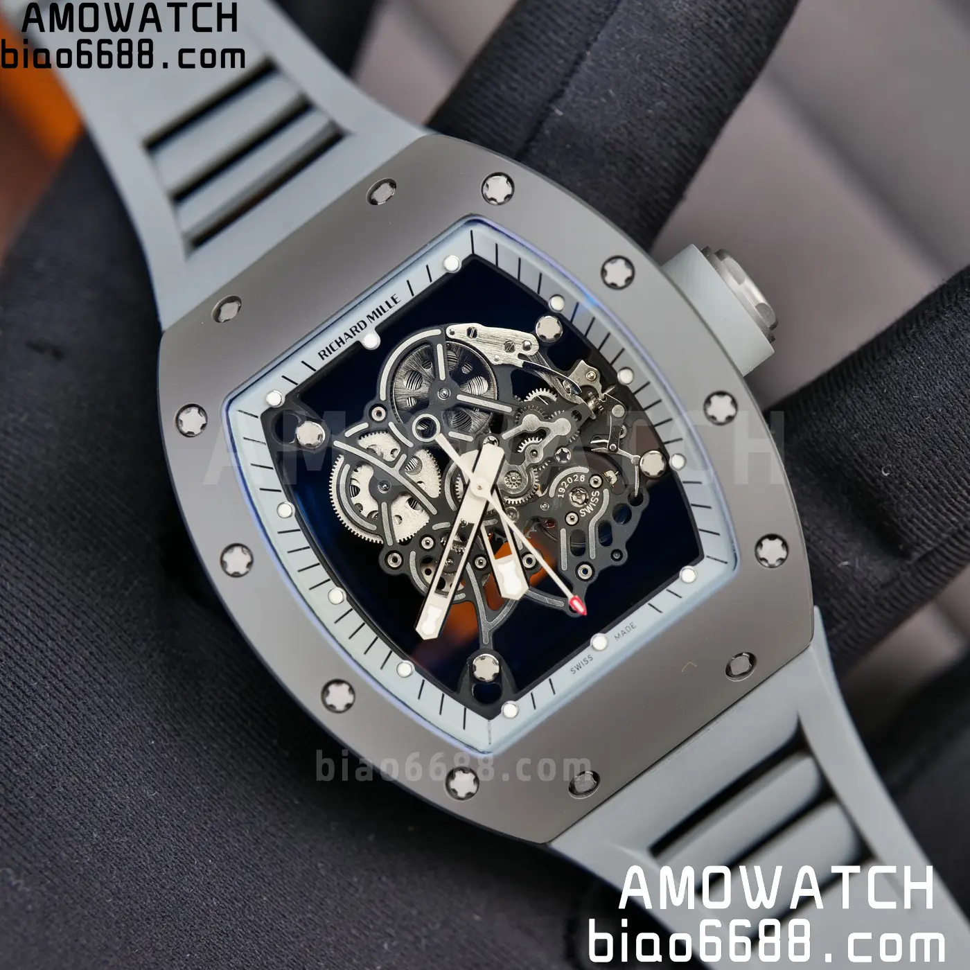 RICHARD MILLE RM055 Gray Ceramic A9F 1:1 Best Edition Gray Inner Bezel on Gray Rubber Strap RMUL2 (Free Sprung) 88 42c7f6db2afeb23 AMO Watch