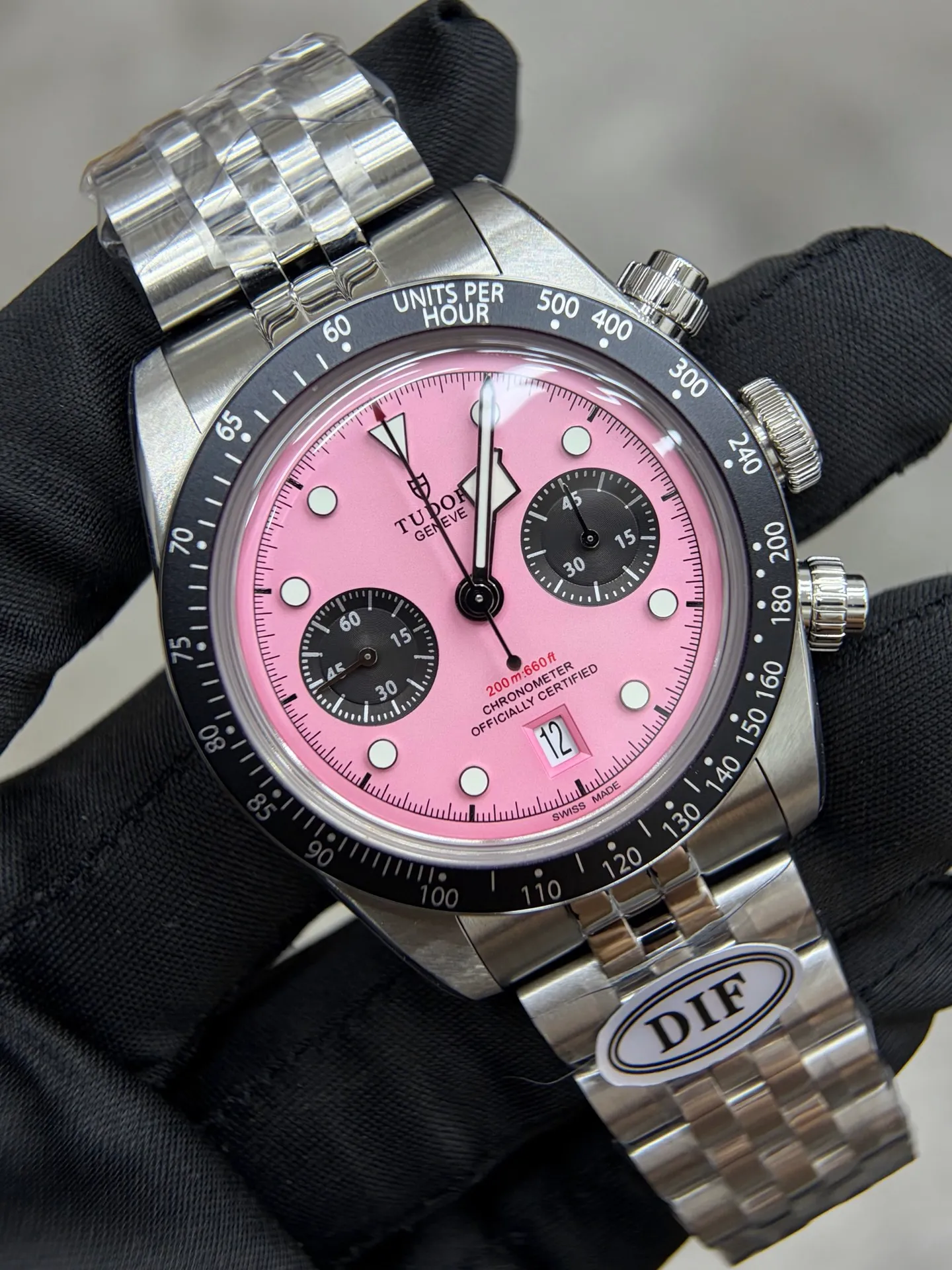 Tudor Black Bay Chrono SS DIF 1:1 Best Edition Pink Dial on SS Bracelet DD7750 22 42dee05b1047374 AMO Watch