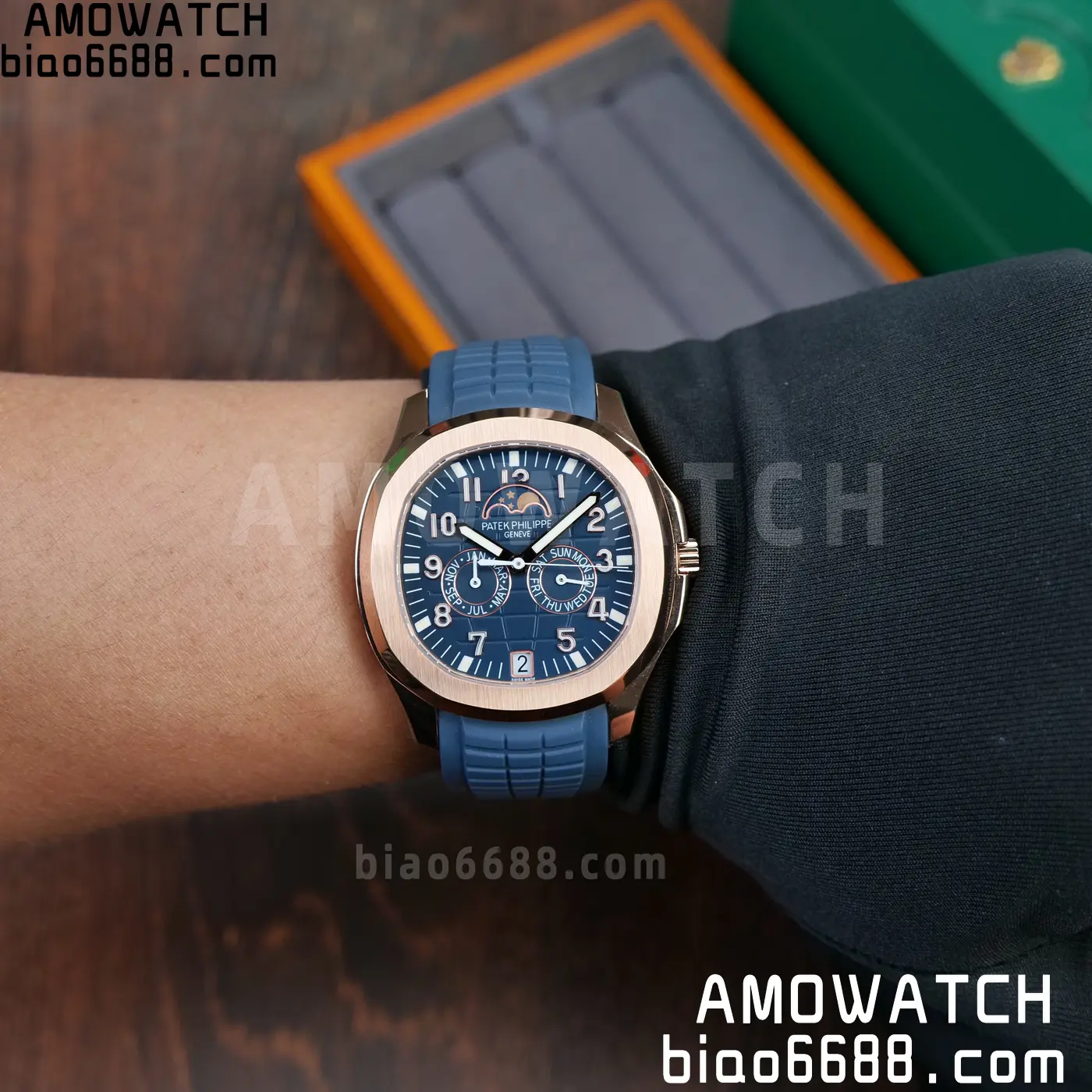 Patek Philippe Aquanaut 5261R RG PPM Factory 1:1 Best Edition Dial on Blue Rubber Strap V2 89 441d6dd57827ab8 AMO Watch