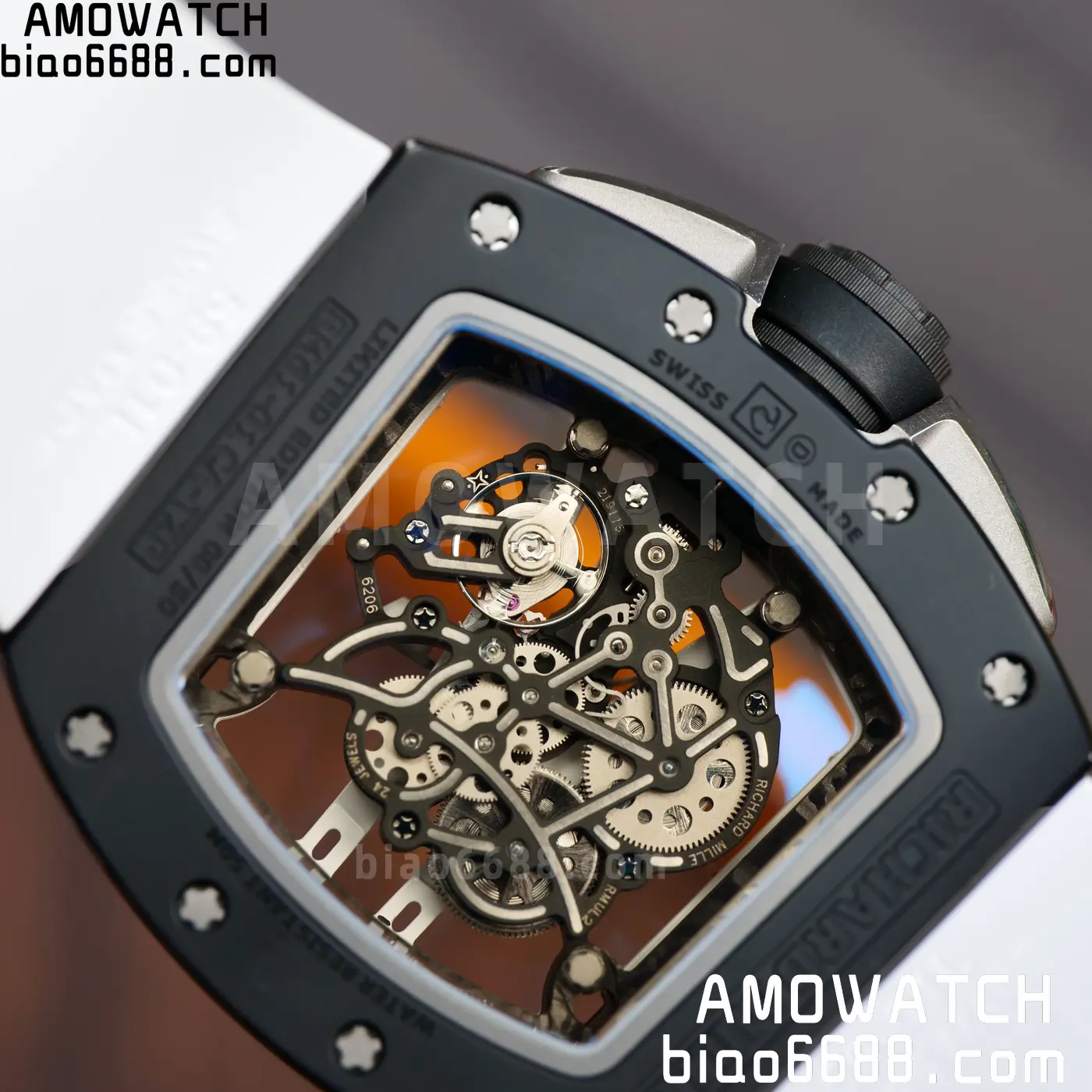 RICHARD MILLE RM61-01 RM6101 A9F 1:1 Best Edition Black Bezel on White Rubber Strap RMUL3 Free Sprung 104 45575c2b93a96db AMO Watch