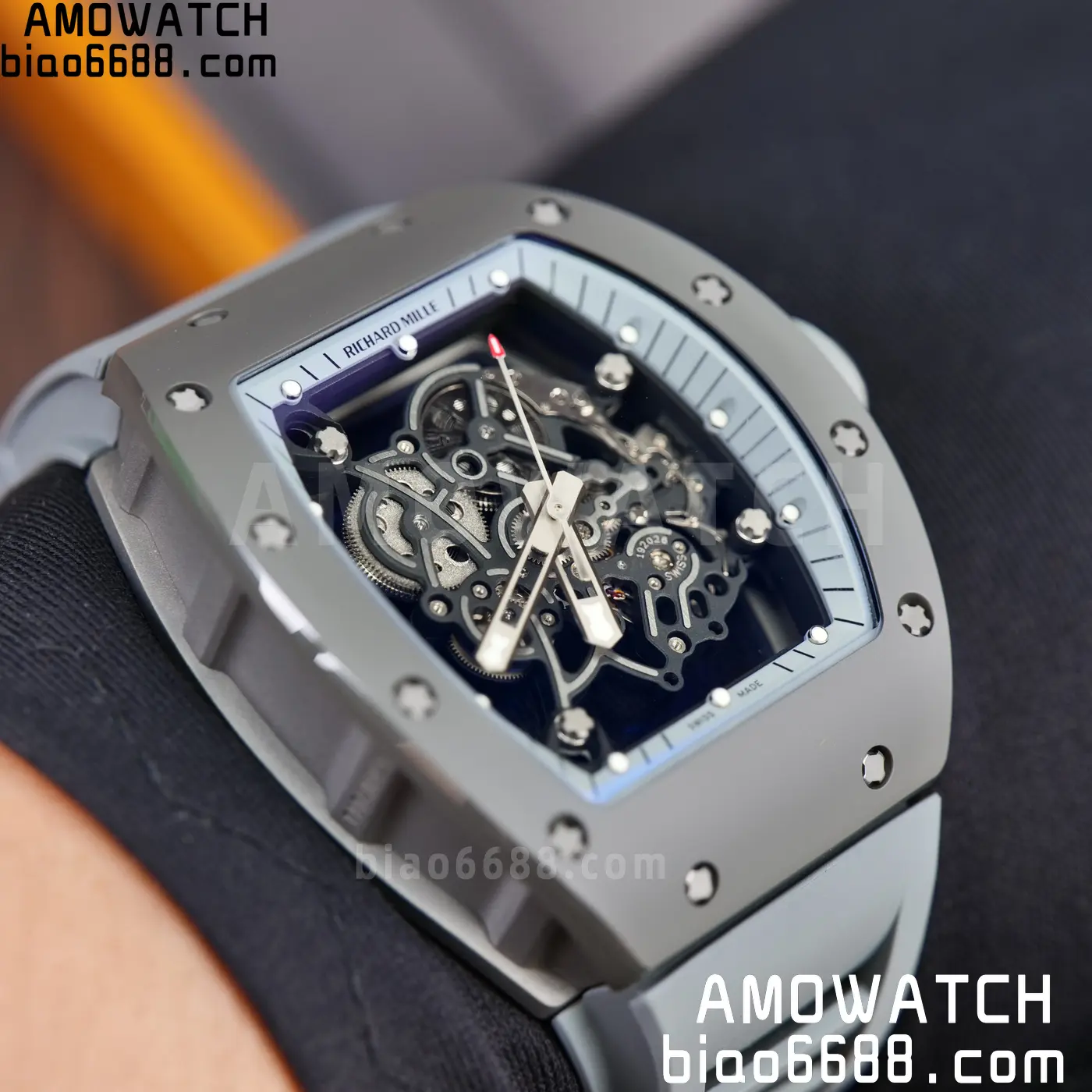 RICHARD MILLE RM055 Gray Ceramic A9F 1:1 Best Edition Gray Inner Bezel on Gray Rubber Strap RMUL2 (Free Sprung) 95 460b5511df70e6c AMO Watch