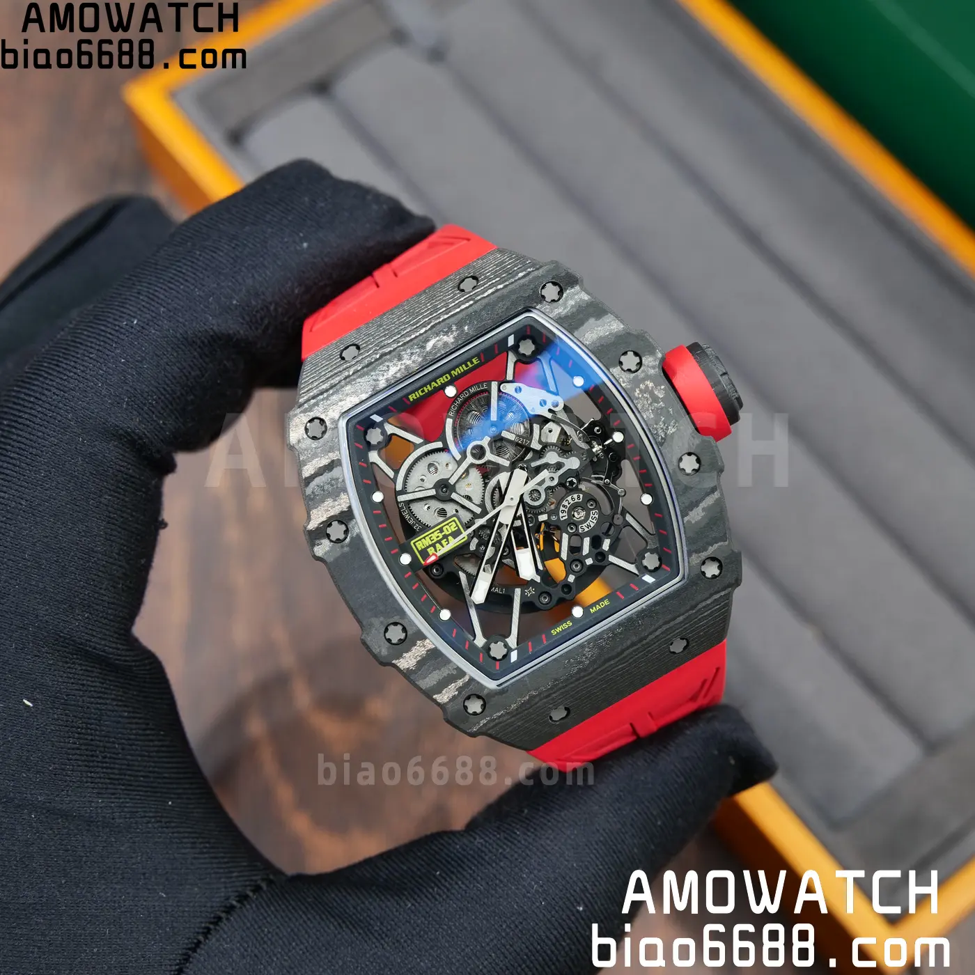 RICHARD MILLE RM035-02 NTPT UMI 1:1 Best Edition Skeleton Dial on Red Rubber Strap RMAL1 Super Clone Free Sprung 116 4681fe4f150bc32 AMO Watch