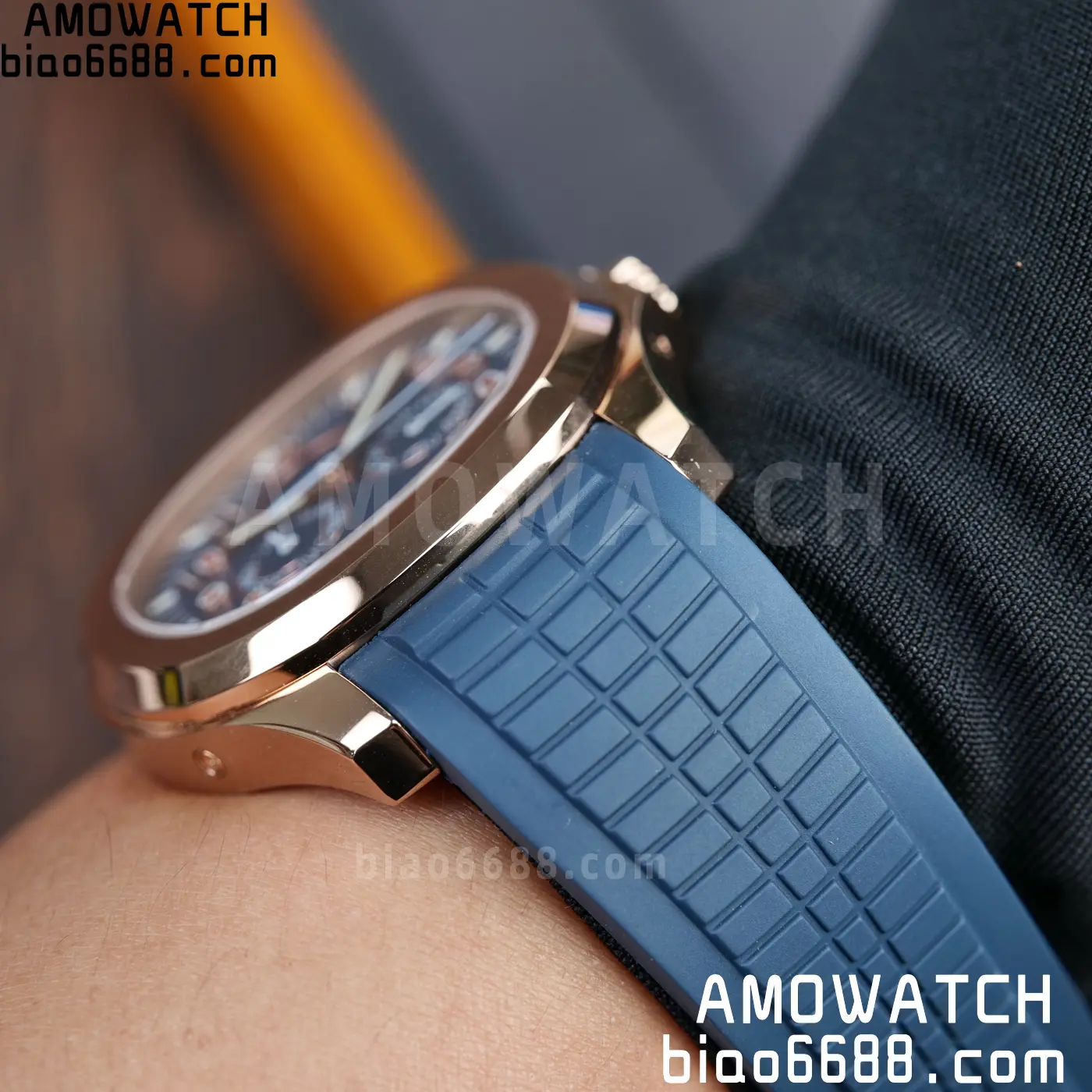 Patek Philippe Aquanaut 5261R RG PPM Factory 1:1 Best Edition Dial on Blue Rubber Strap V2 88 475537bebf73baf AMO Watch