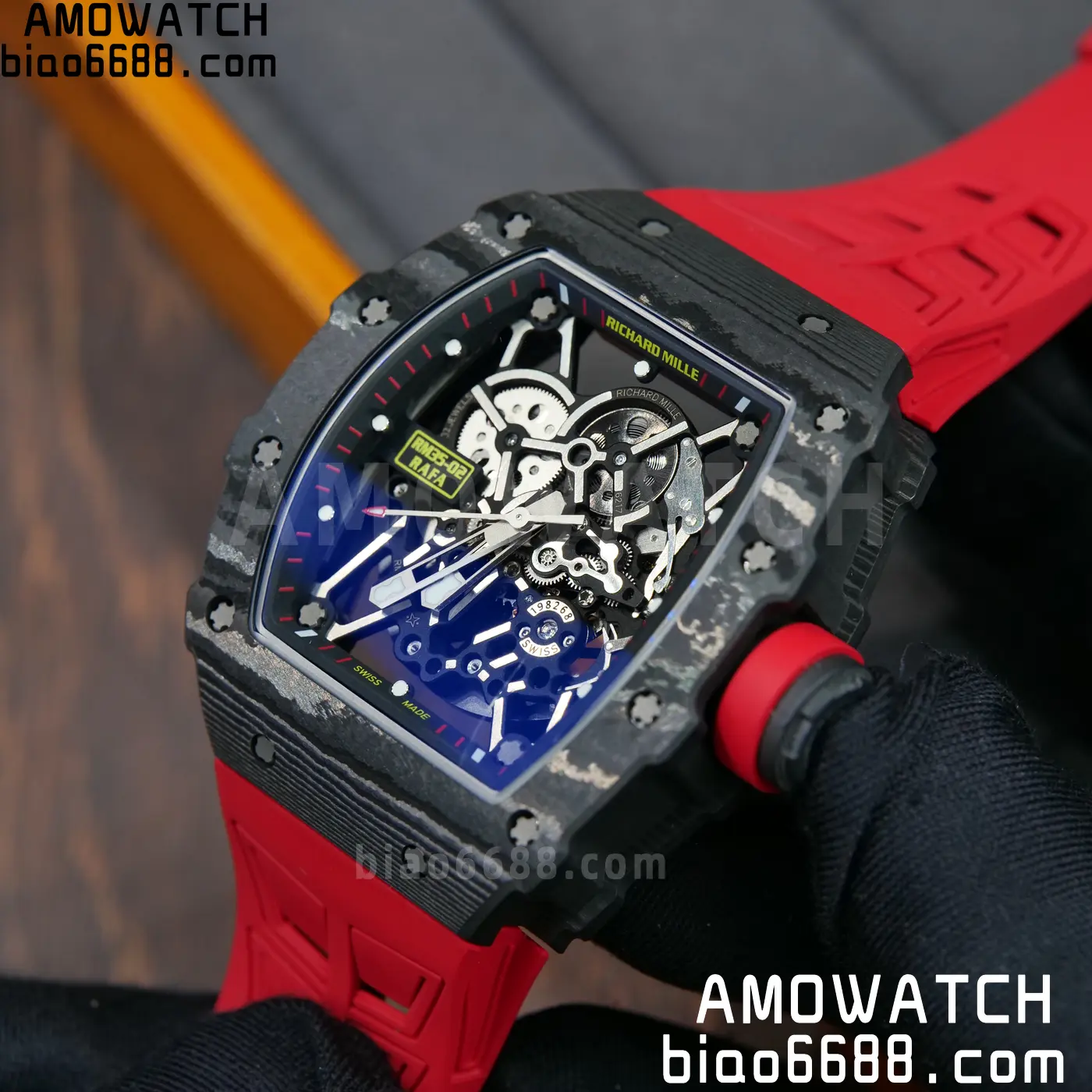 RICHARD MILLE RM035-02 NTPT UMI 1:1 Best Edition Skeleton Dial on Red Rubber Strap RMAL1 Super Clone Free Sprung 93 485e1fd09345f72 AMO Watch