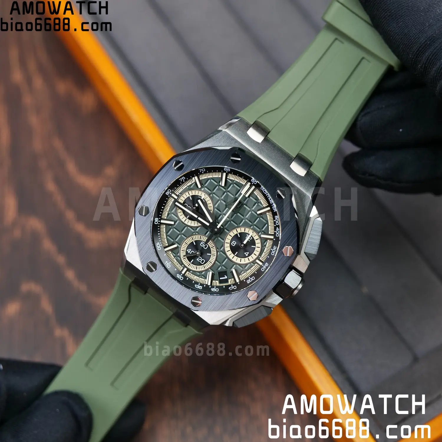 AP Royal Oak Offshore 26420 Titanium DDF 1:1 Best Edition Green/Black Dial on Green Rubber Strap DD4401 Super Clone 75 48e528be17c8506 AMO Watch