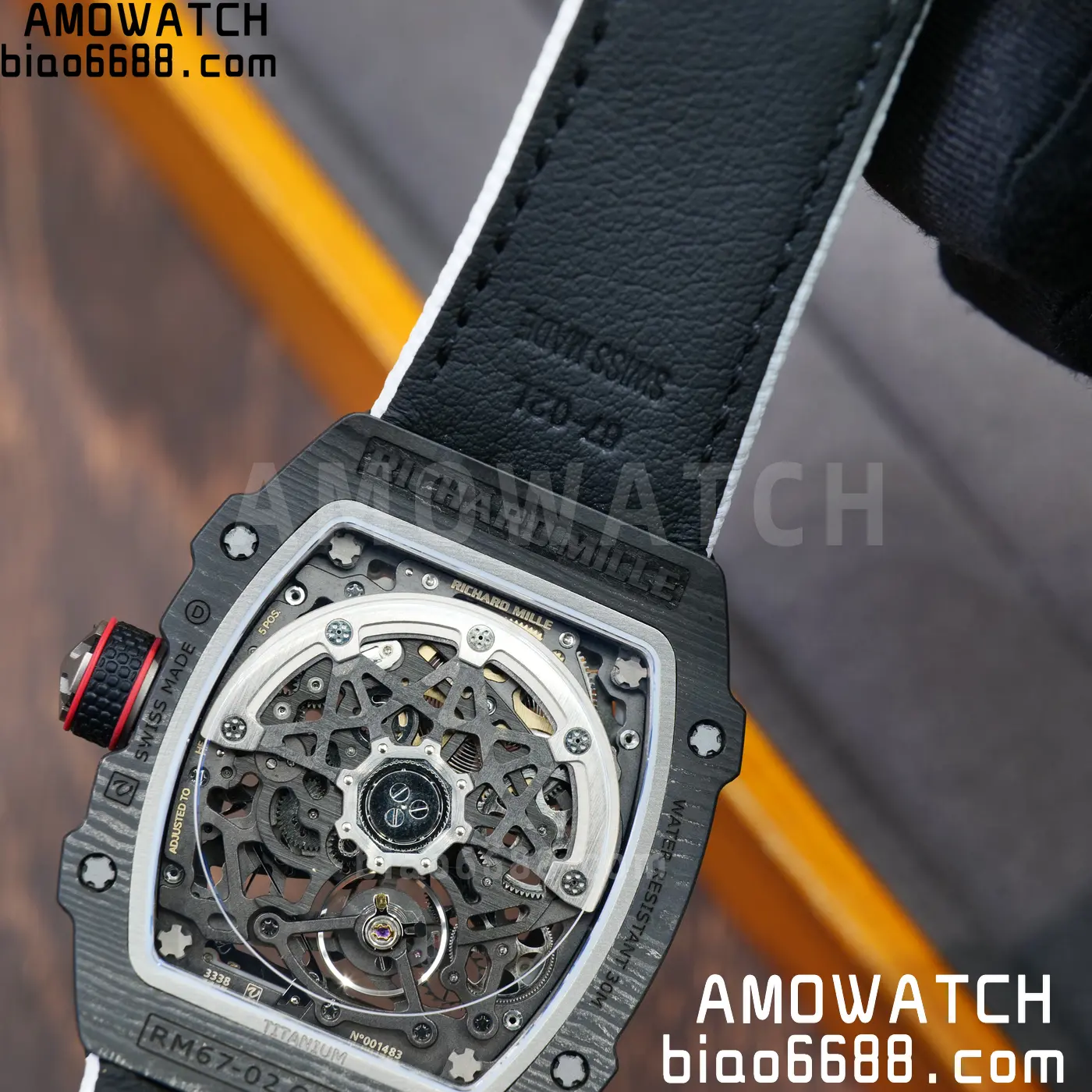 RICHARD MILLE 1:1 RM67-02 Black NTPT RICH Factory 1:1 Italy Green/Red/White Skeleton Dial White Nylon Strap CRMA7 Super Clone 114 49744ff52ac763a AMO Watch