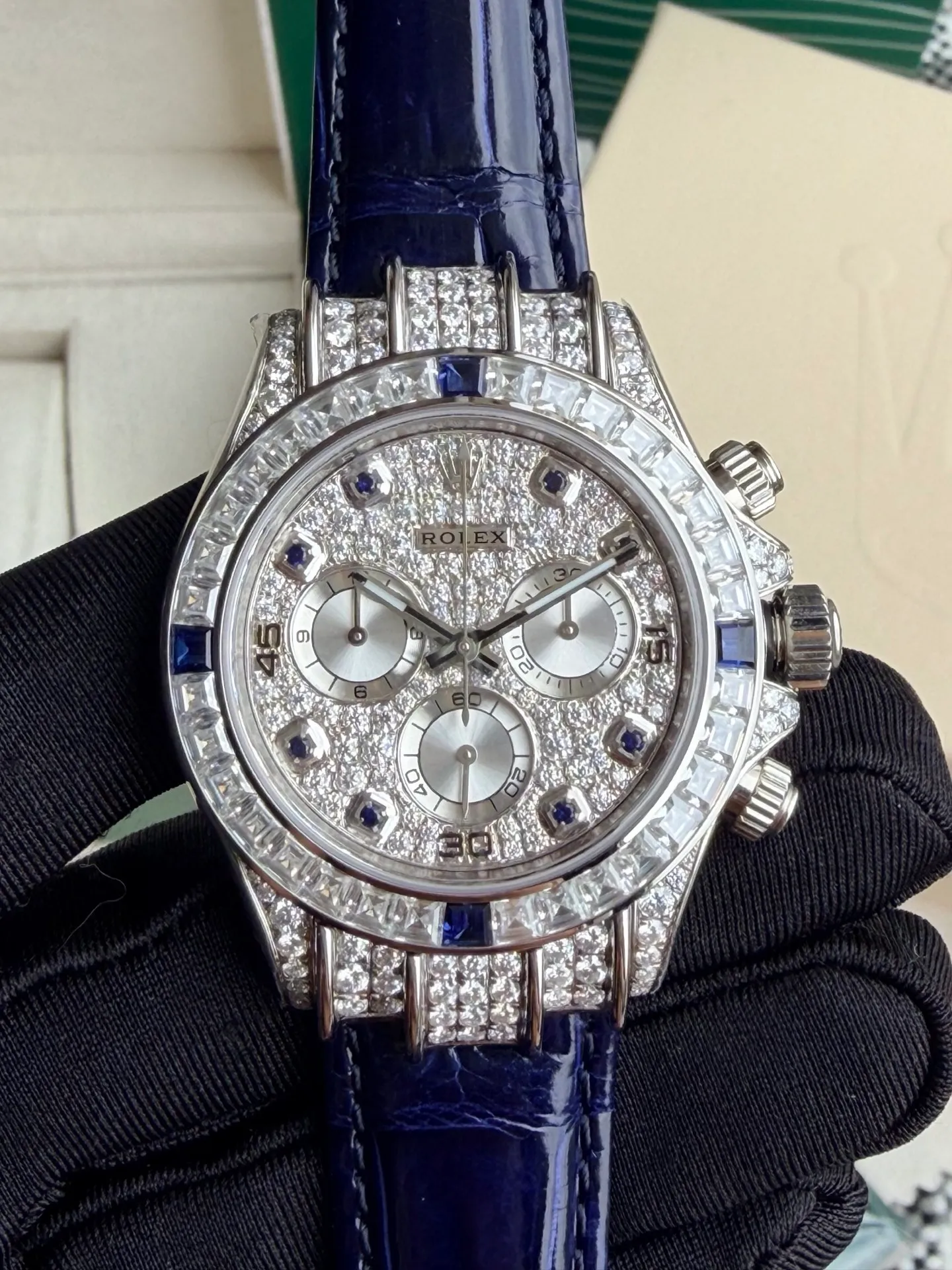 Rolex Daytona PPM Factory Best Edition Mossan Dial on Blue Strap 4130 18 4a23e3c56cc5e68 AMO Watch