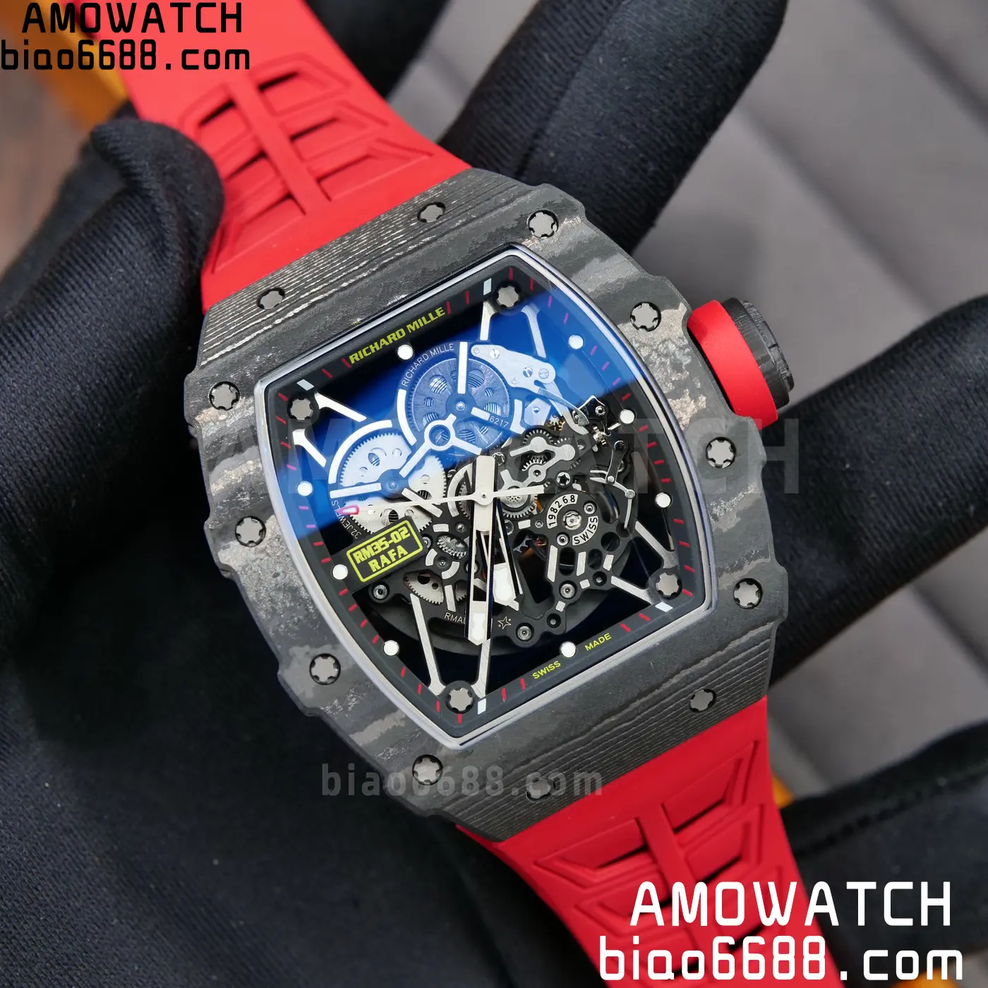 RICHARD MILLE RM035-02 NTPT UMI 1:1 Best Edition Skeleton Dial on Red Rubber Strap RMAL1 Super Clone Free Sprung 94 4aa0514f7a5b7a5 AMO Watch