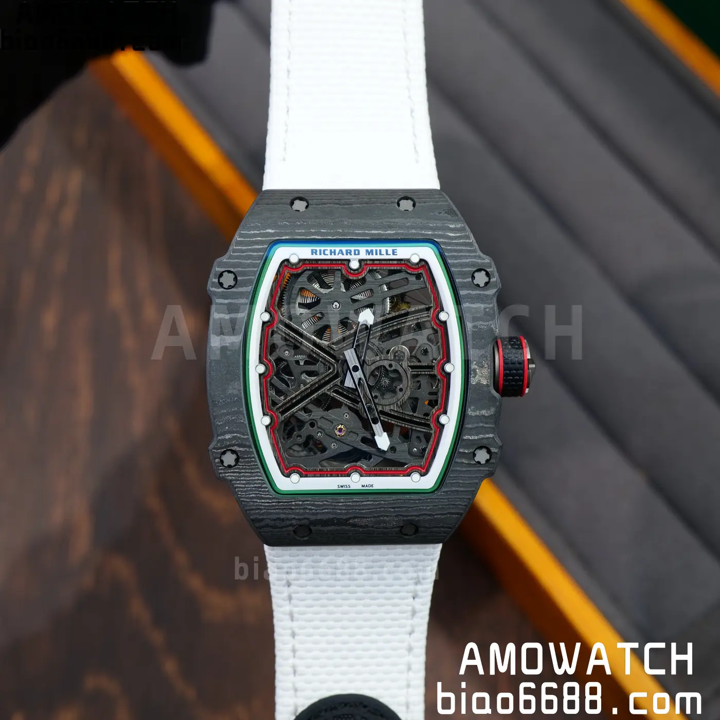 RICHARD MILLE 1:1 RM67-02 Black NTPT RICH Factory 1:1 Italy Green/Red/White Skeleton Dial White Nylon Strap CRMA7 Super Clone 91 4c2079880f35759 AMO Watch