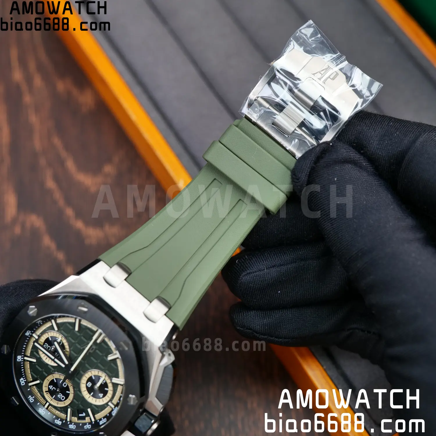 AP Royal Oak Offshore 26420 Titanium DDF 1:1 Best Edition Green/Black Dial on Green Rubber Strap DD4401 Super Clone 76 4de163cdf6780ab AMO Watch