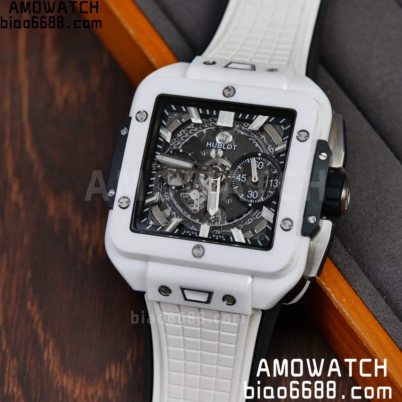 Hublot Square Bang Unico White Ceramic BBF 1:1 Best Edition on Rubber Strap A1280 78 508f21805f1afe6 AMO Watch