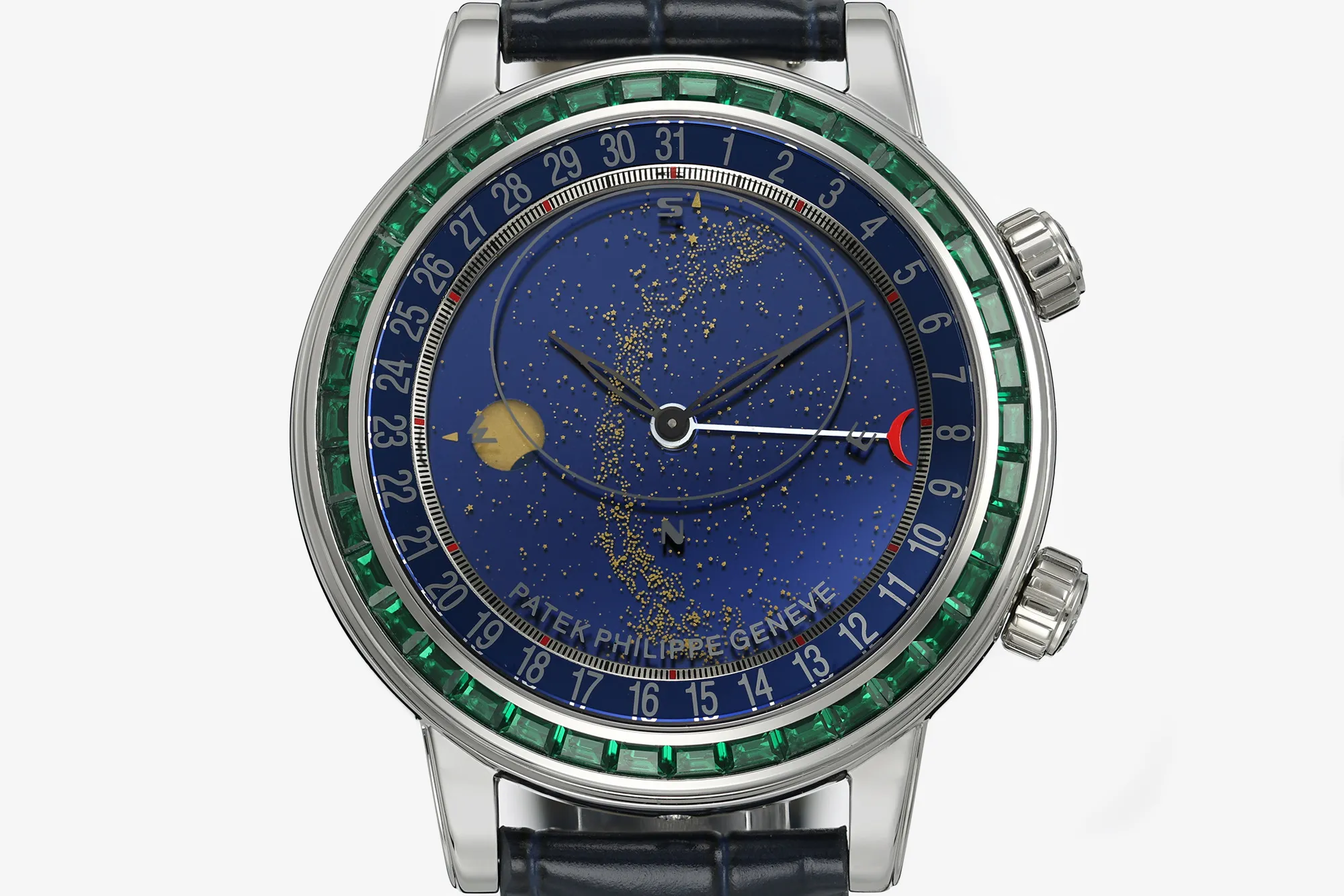 PP Grand Complications 6102 SS Green Diamonds Bezel PPF 1:1 Best Edition Blue Dial on Blue Leather Strap SA240 Super Clone 20 515a4a6fcc59aff AMO Watch