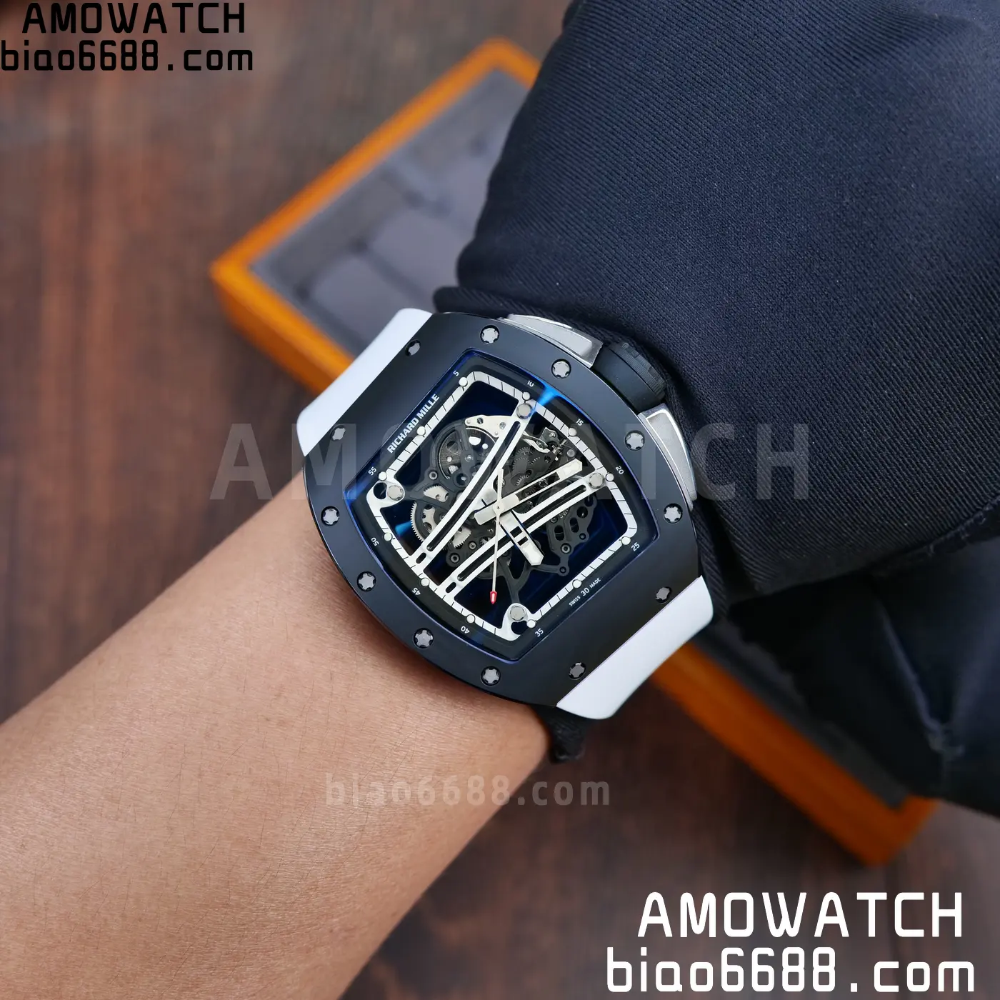 RICHARD MILLE RM61-01 RM6101 A9F 1:1 Best Edition Black Bezel on White Rubber Strap RMUL3 Free Sprung 114 522add51423521d AMO Watch