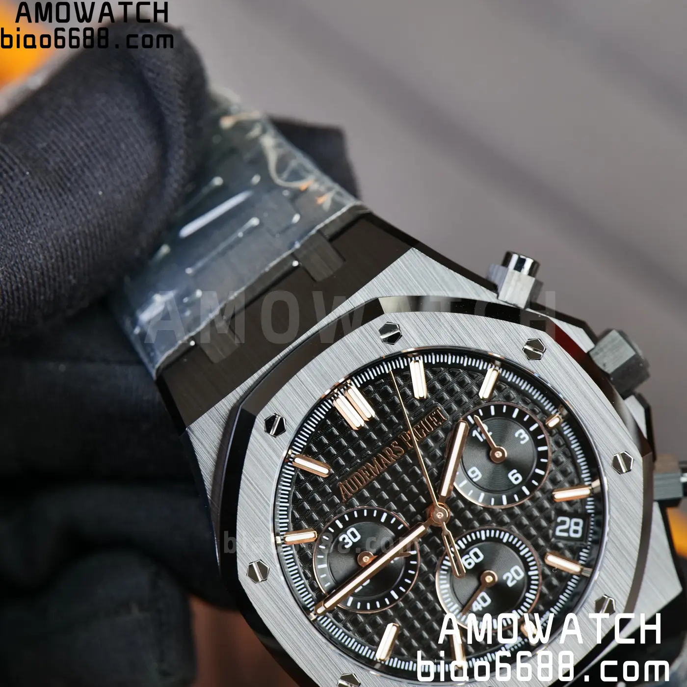 AP Royal Oak Chrono 26240 Black Ceramic ZF 1:1 Best Edition on Ceramic Bracelet SA4401 Super Clone V2 (Free Sprung) 78 52e026d0e6a5278 AMO Watch