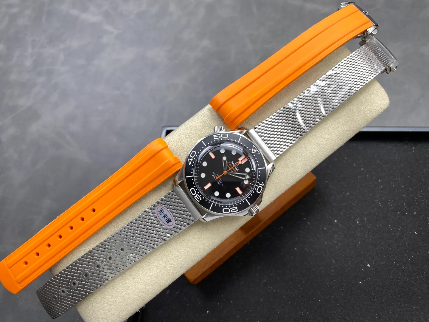 OMEGA Seamaster 300M Diver SS ORF 1:1 Best Edition Black/Orange Dial on SS Mesh Bracelet(Free Spring) 26 5341437639d07b4 AMO Watch