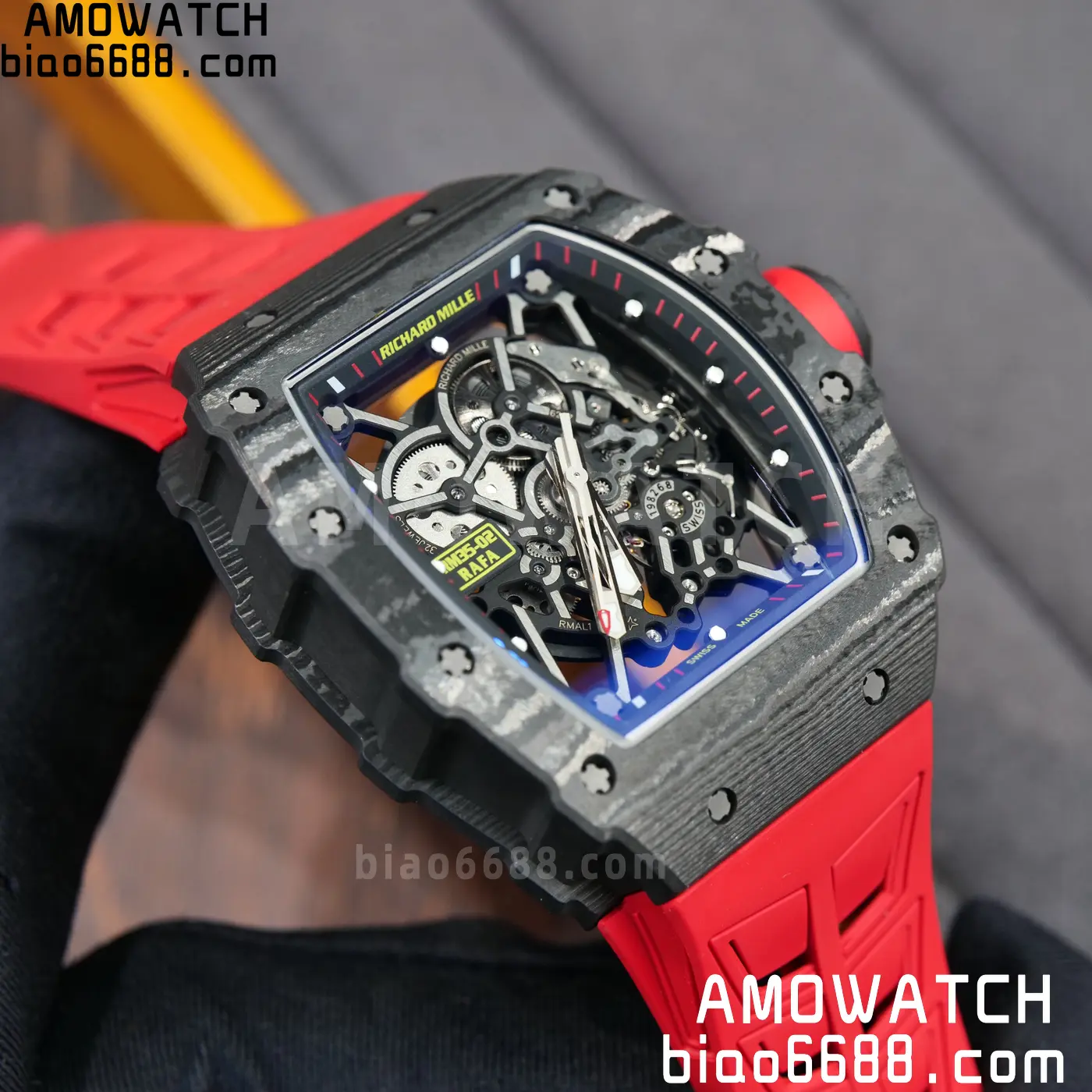 RICHARD MILLE RM035-02 NTPT UMI 1:1 Best Edition Skeleton Dial on Red Rubber Strap RMAL1 Super Clone Free Sprung 92 54ba5815d3b506e AMO Watch