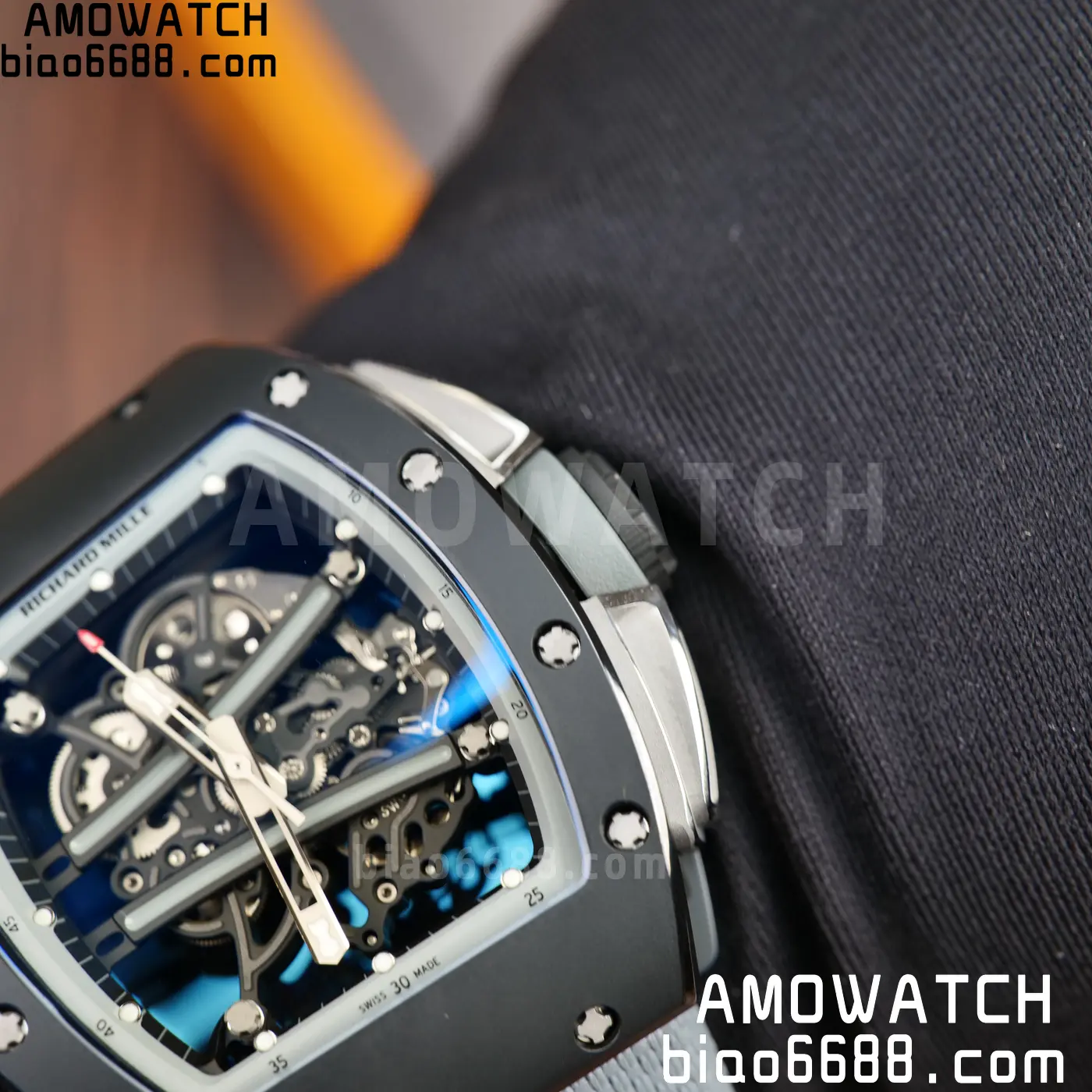 RICHARD MILLE RM61-01 RM6101 A9F 1:1 Best Edition Black Bezel on Gray Nylon Strap RMUL3 Free Sprung 96 54df0cfb47db710 AMO Watch