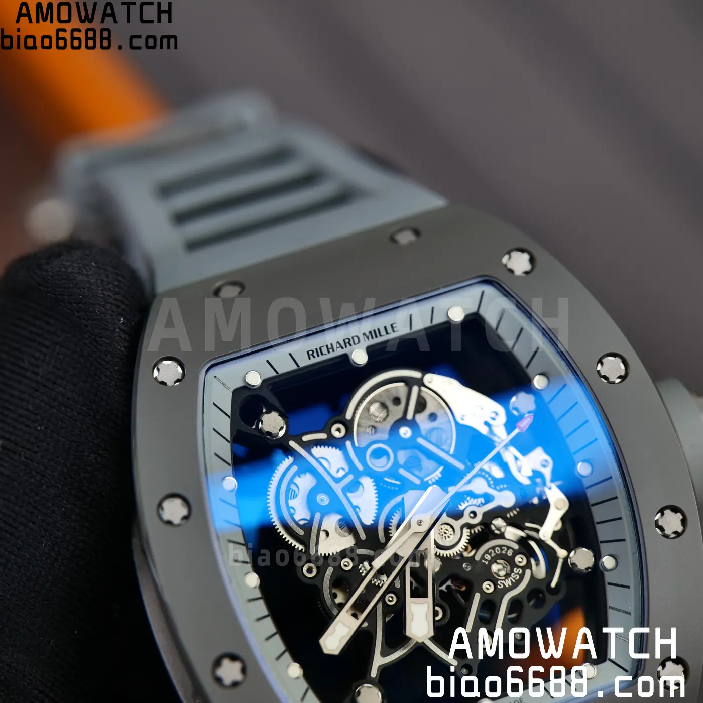 RICHARD MILLE RM055 Gray Ceramic A9F 1:1 Best Edition Gray Inner Bezel on Gray Rubber Strap RMUL2 (Free Sprung) 85 55cceb10bf88644 AMO Watch