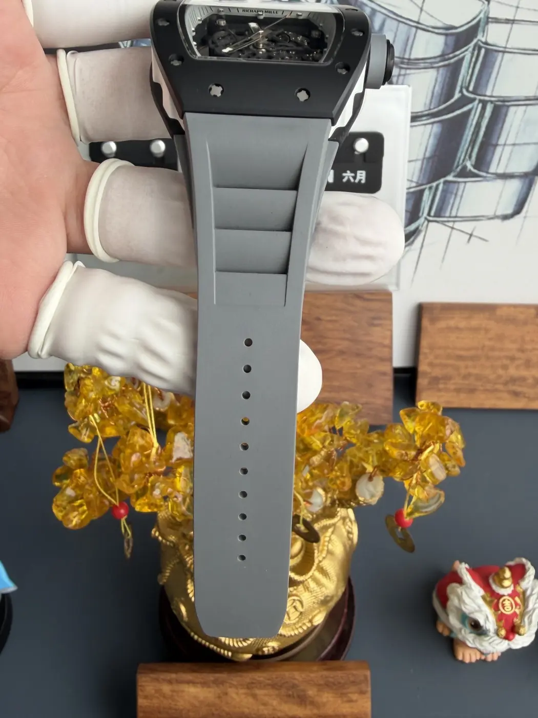 RICHARD MILLE RM055 Black Ceramic A9F 1:1 Best Edition Gray Inner Bezel on Gray Rubber Strap RMUL2 Free Sprung 30 5748faa57f3d19e AMO Watch