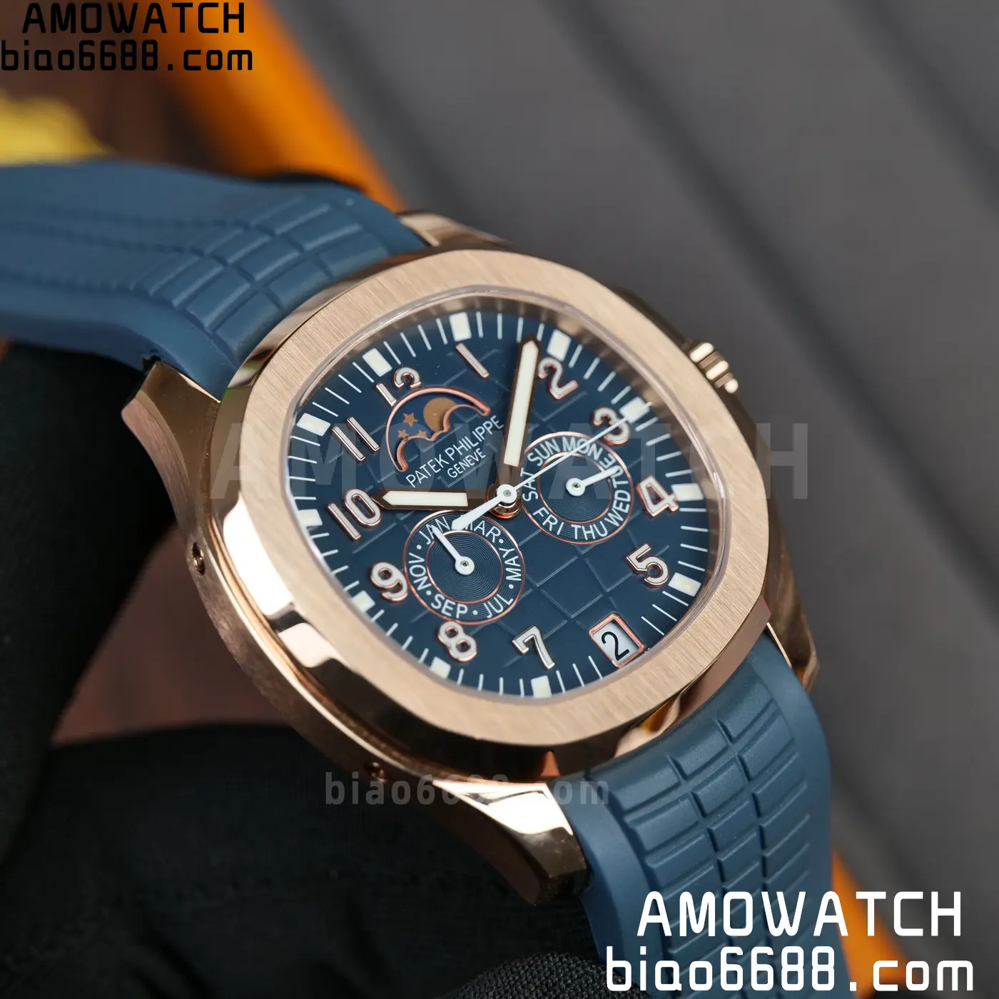 Patek Philippe Aquanaut 5261R RG PPM Factory 1:1 Best Edition Dial on Blue Rubber Strap V2 72 58297d6194e0843 AMO Watch
