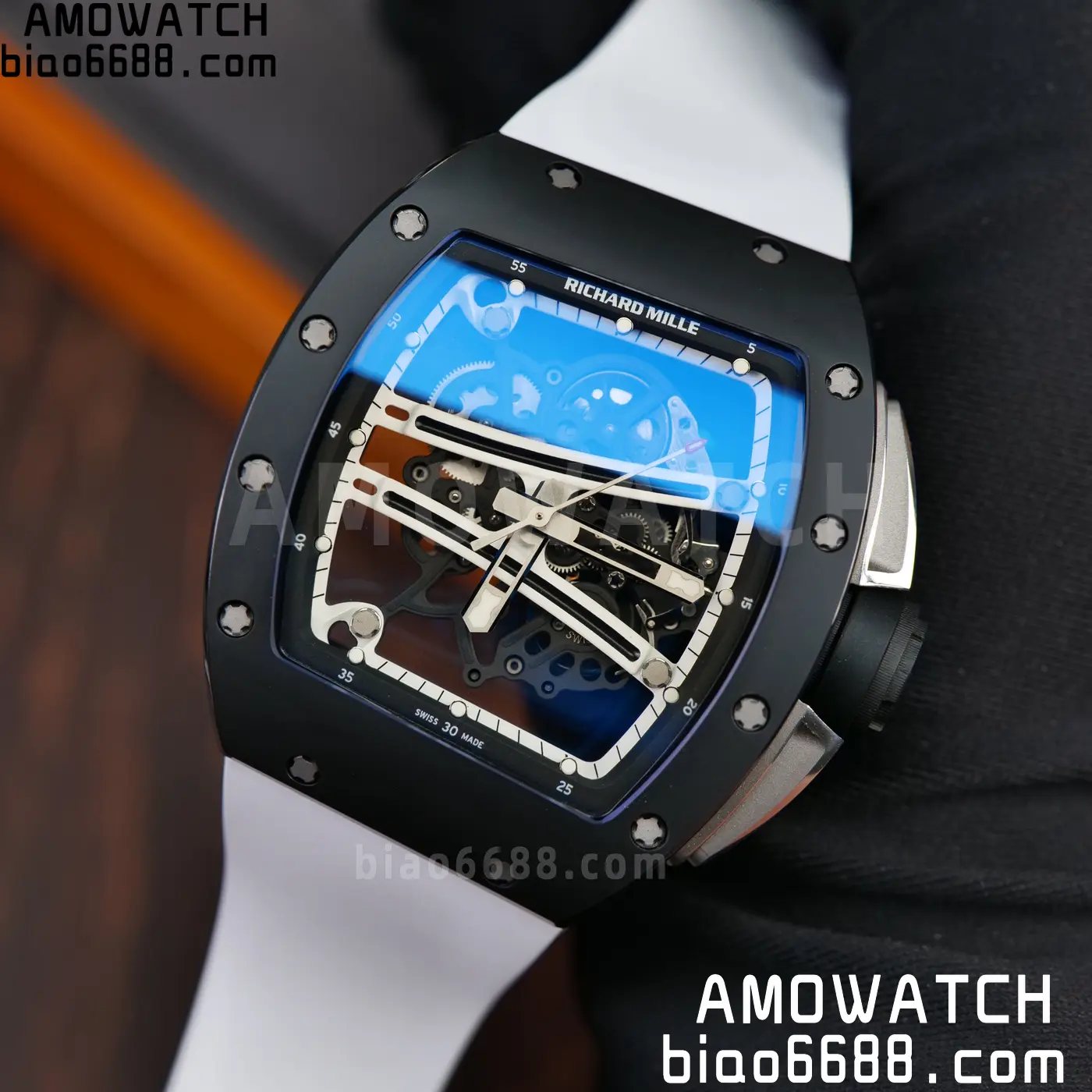 RICHARD MILLE RM61-01 RM6101 A9F 1:1 Best Edition Black Bezel on White Rubber Strap RMUL3 Free Sprung 94 59faab0eebacd0a AMO Watch