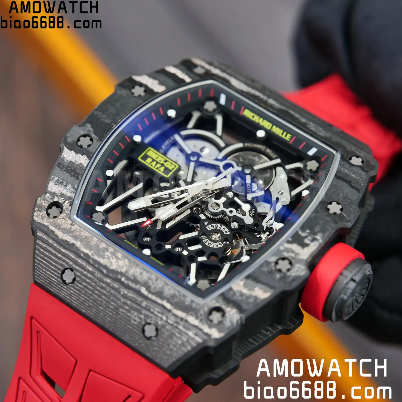 RICHARD MILLE RM035-02 NTPT UMI 1:1 Best Edition Skeleton Dial on Red Rubber Strap RMAL1 Super Clone Free Sprung 101 5ce96ed57bbe369 AMO Watch