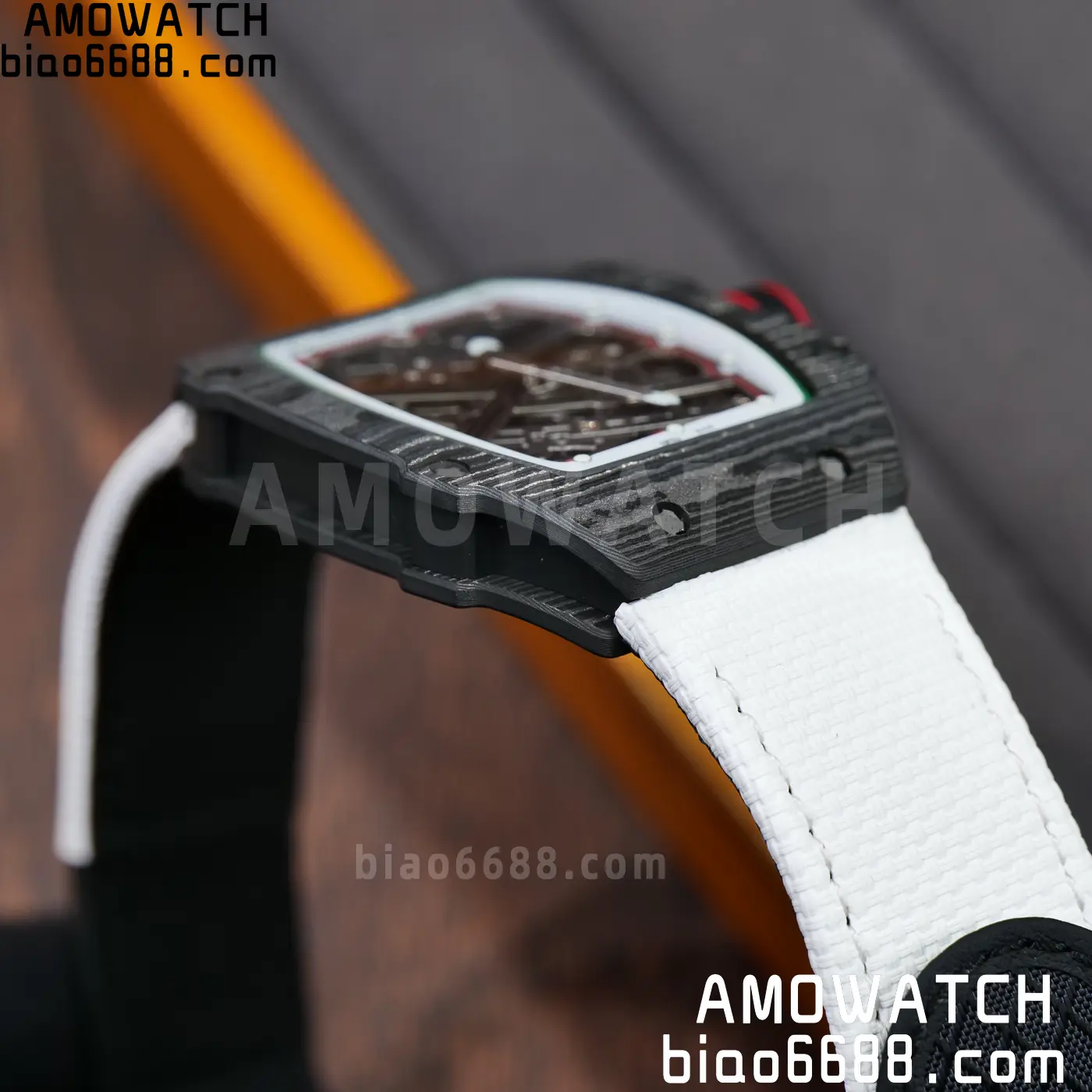 RICHARD MILLE 1:1 RM67-02 Black NTPT RICH Factory 1:1 Italy Green/Red/White Skeleton Dial White Nylon Strap CRMA7 Super Clone 94 60dd72ee5bb98a7 AMO Watch