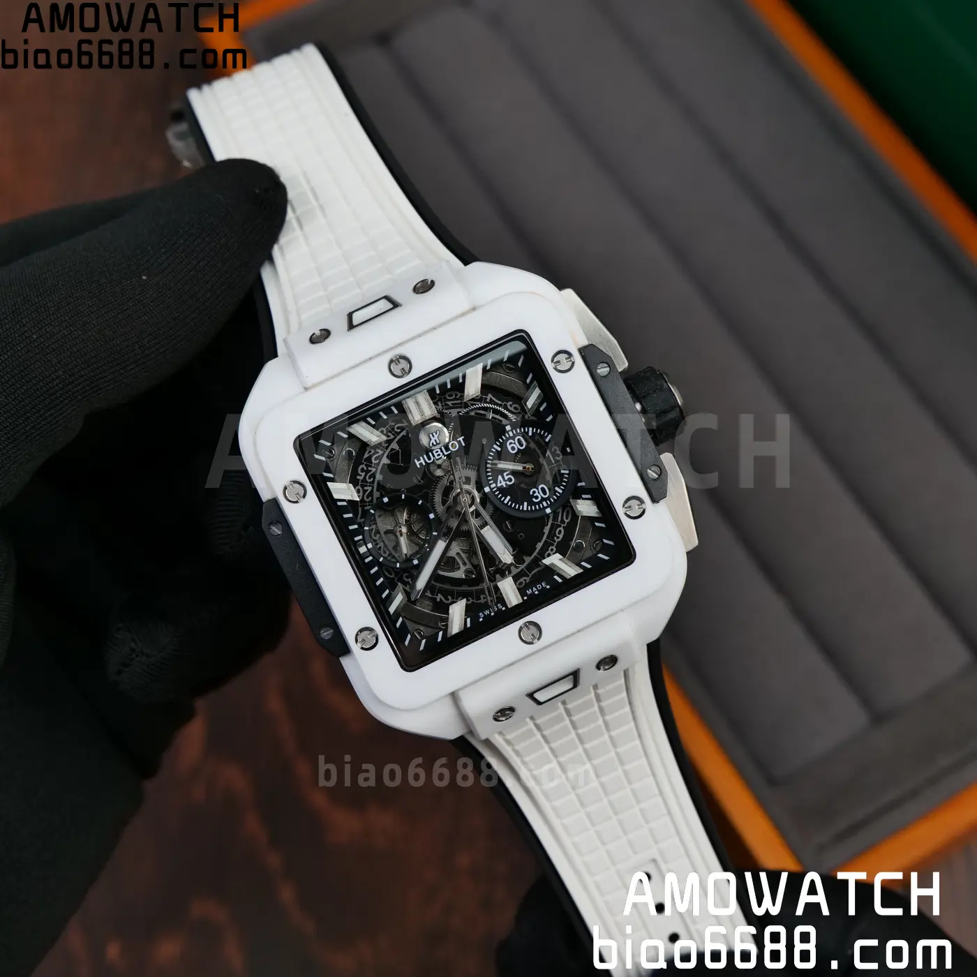 Hublot Square Bang Unico White Ceramic BBF 1:1 Best Edition on Rubber Strap A1280 55 60eb42ec6aa397b AMO Watch