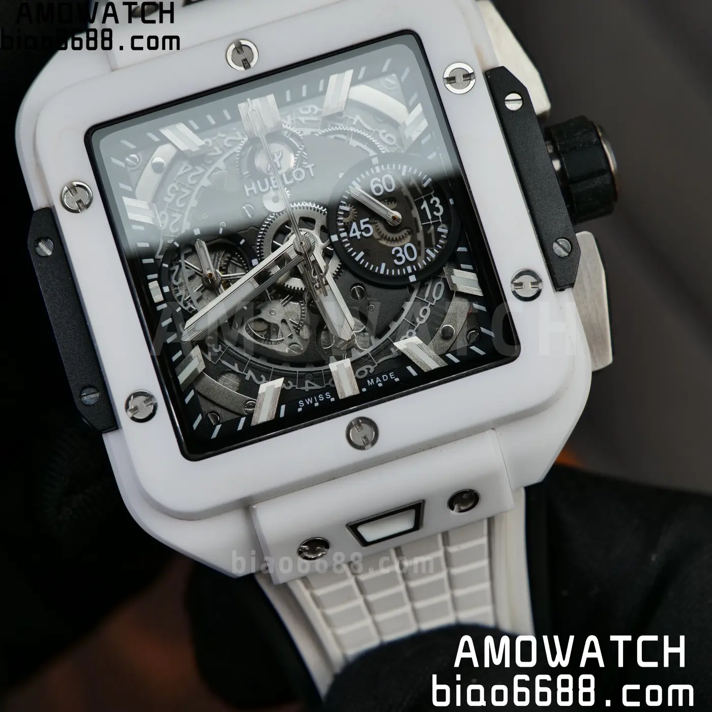 Hublot Square Bang Unico White Ceramic BBF 1:1 Best Edition on Rubber Strap A1280 69 61910e78eeee370 AMO Watch