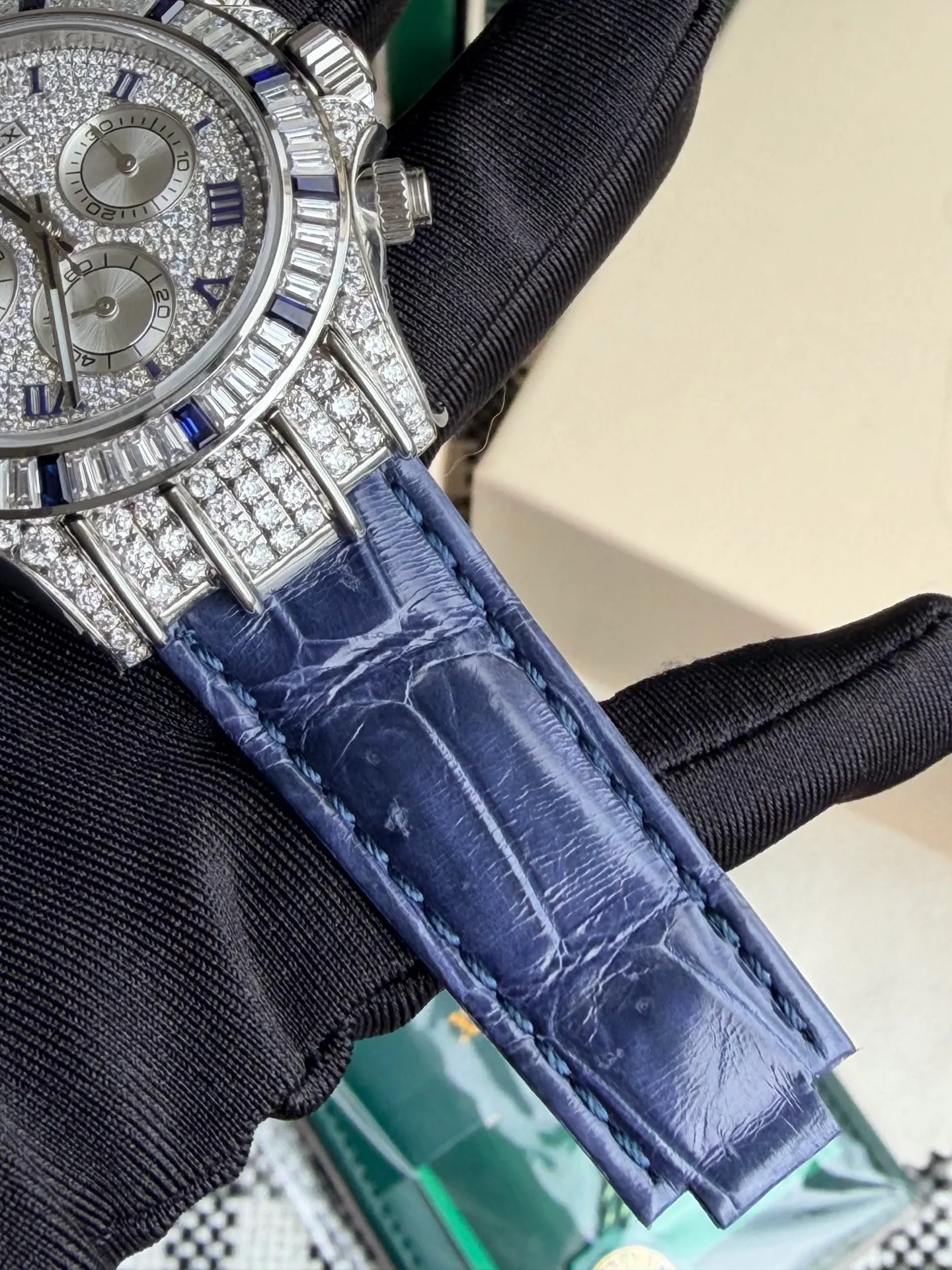 Rolex Daytona PPM Factory Best Edition Mossan Dial on Blue Strap 4130 27 6589e0f0f70410a AMO Watch