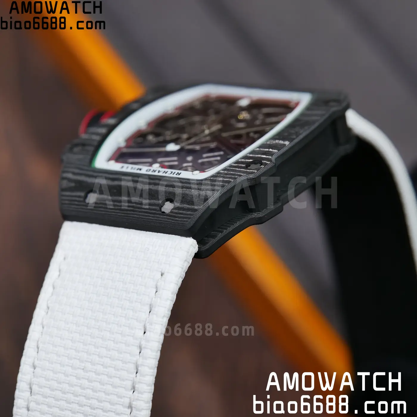 RICHARD MILLE 1:1 RM67-02 Black NTPT RICH Factory 1:1 Italy Green/Red/White Skeleton Dial White Nylon Strap CRMA7 Super Clone 118 65d3eb051734e14 AMO Watch