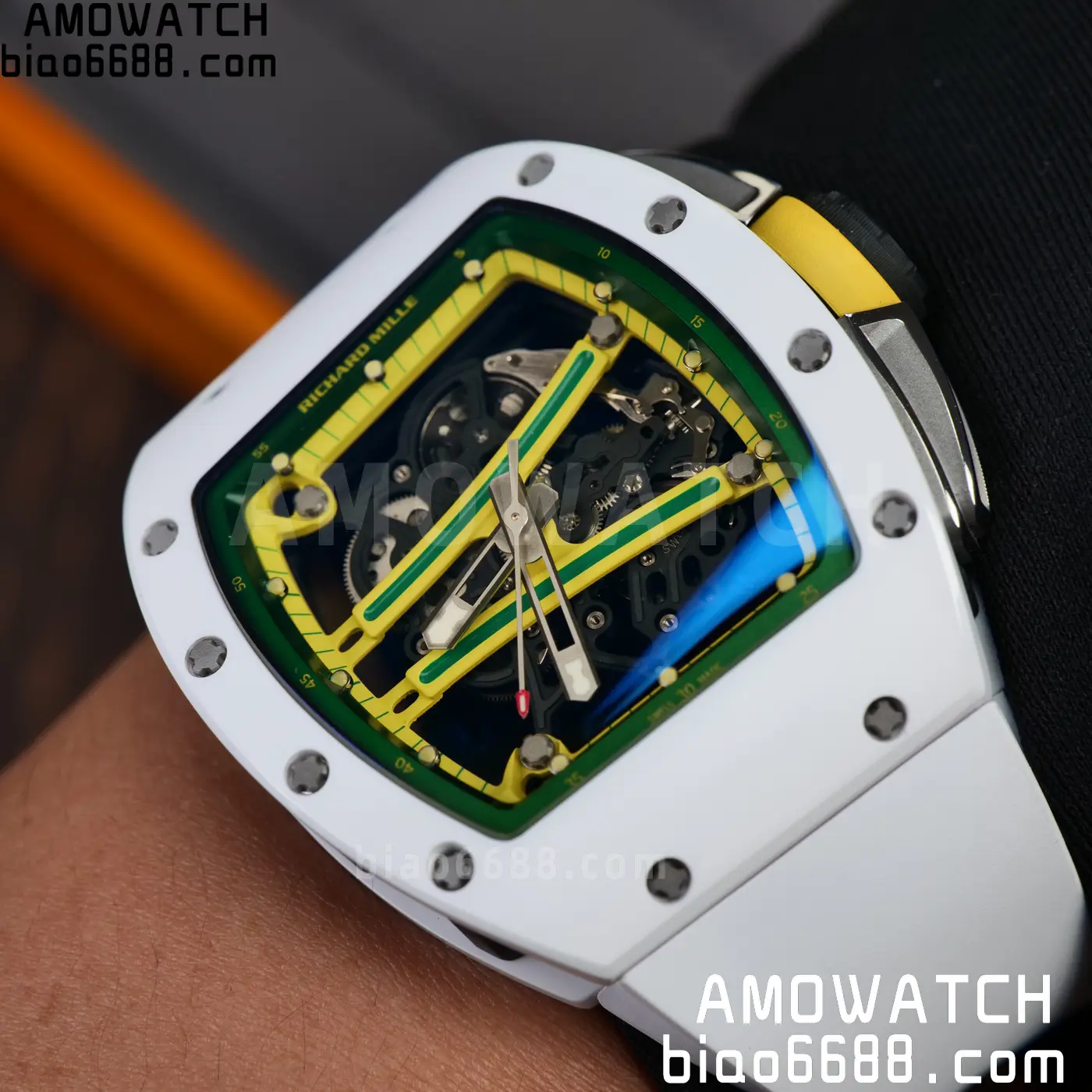 RICHARD MILLE RM61-01 RM6101 A9F 1:1 Best Edition White Bezel on White Rubber Strap RMUL3 Free Sprung 119 679c23b9bc9e23c AMO Watch