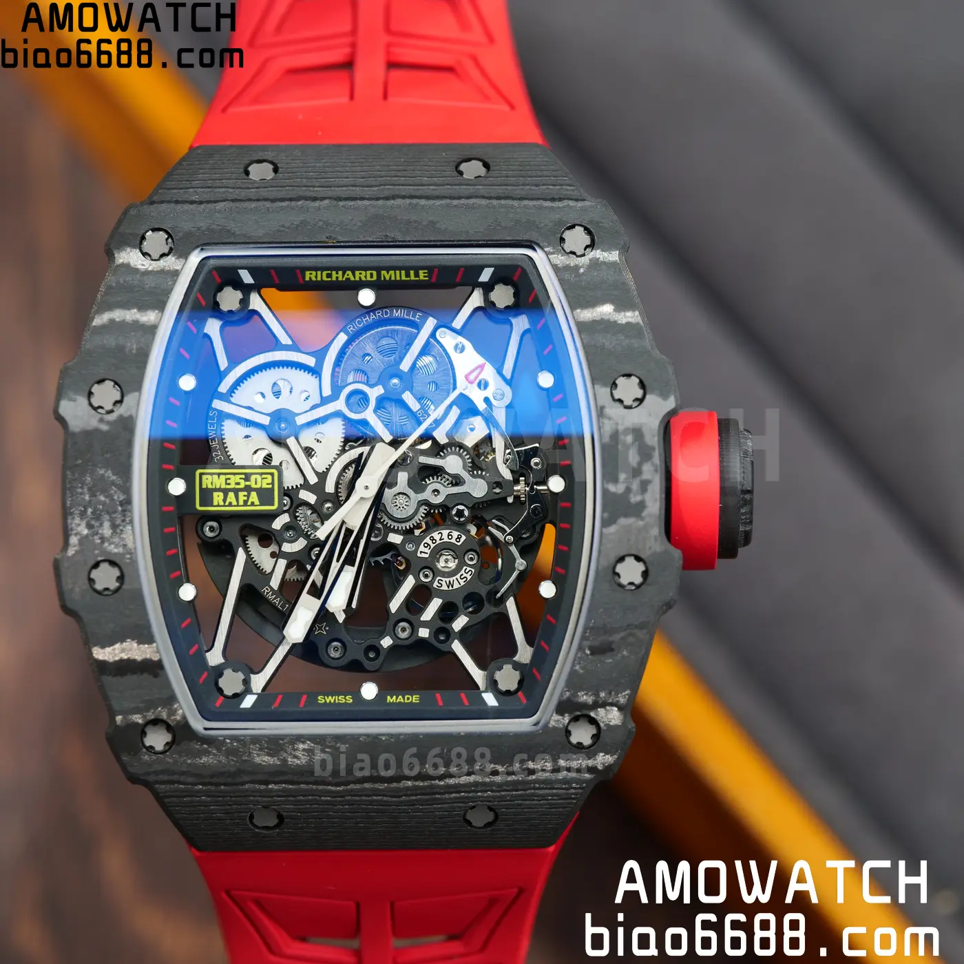RICHARD MILLE RM035-02 NTPT UMI 1:1 Best Edition Skeleton Dial on Red Rubber Strap RMAL1 Super Clone Free Sprung 87 67d0e06105f7fca AMO Watch