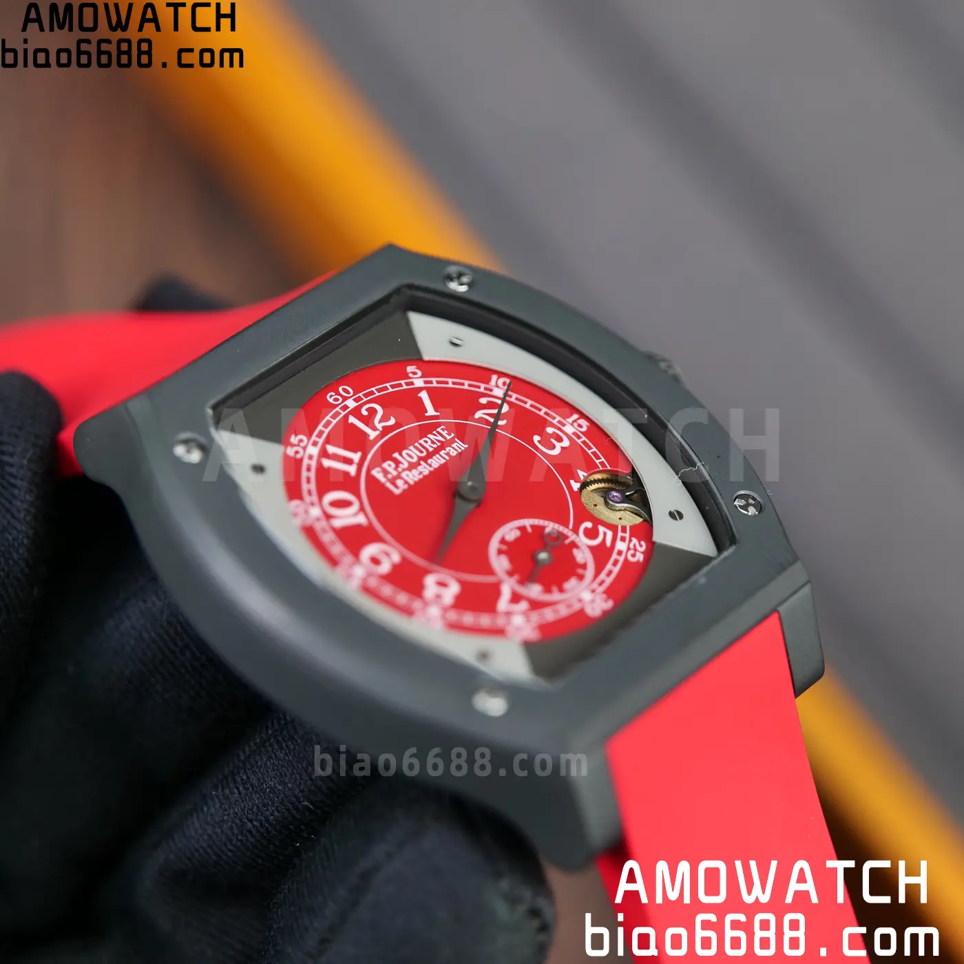 F.P.Journe Elegante PVD FPJF Best Edition Red Dial on Red Rubber Strap Quartz 77 681c6d909169ba4 阿默表行AmoWatch