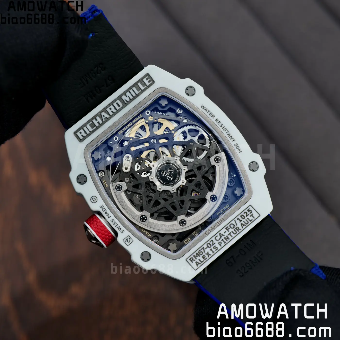 RICHARD MILLE RM67-02 White NTPT RICH Factory 1:1 France Blue/White/Red Skeleton Dial CRMA7 Super Clone 93 687cc23bdd003e2 AMO Watch