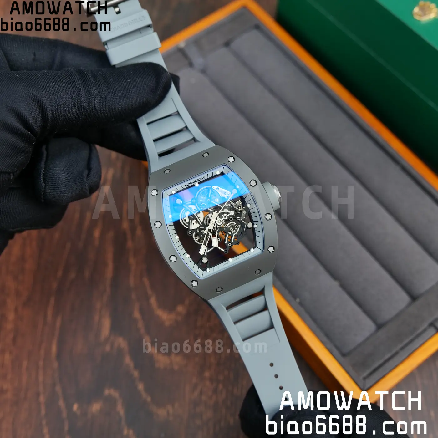 RICHARD MILLE RM055 Gray Ceramic A9F 1:1 Best Edition Gray Inner Bezel on Gray Rubber Strap RMUL2 (Free Sprung) 68 69b5a7c8d17c7d1 AMO Watch