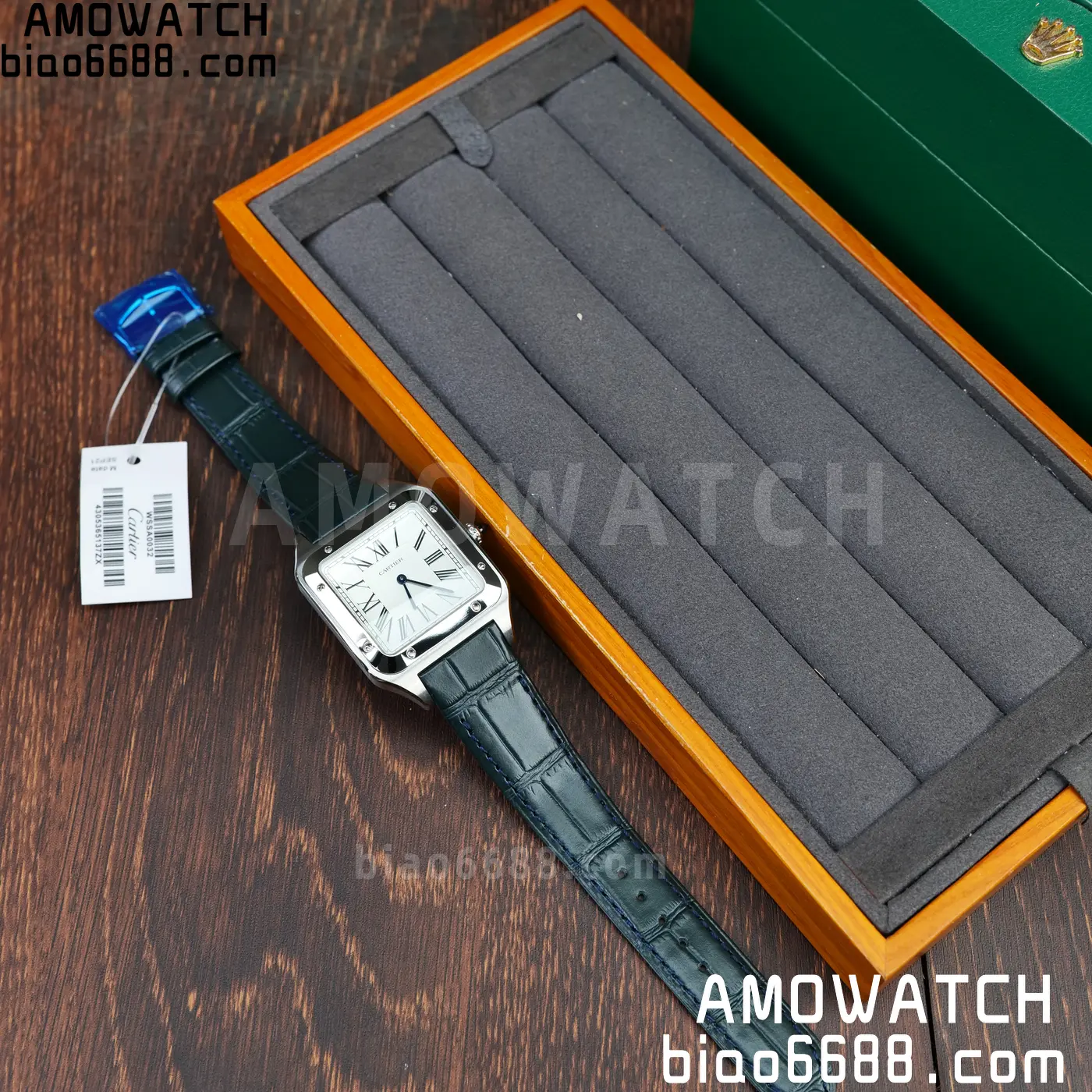 Cartier Santos Dumont WSSA0022 Large F1 Factory 1:1 Best Edition white Dial on Blue Strap Quartz 23 6a77c83f3fe0013 AMO Watch