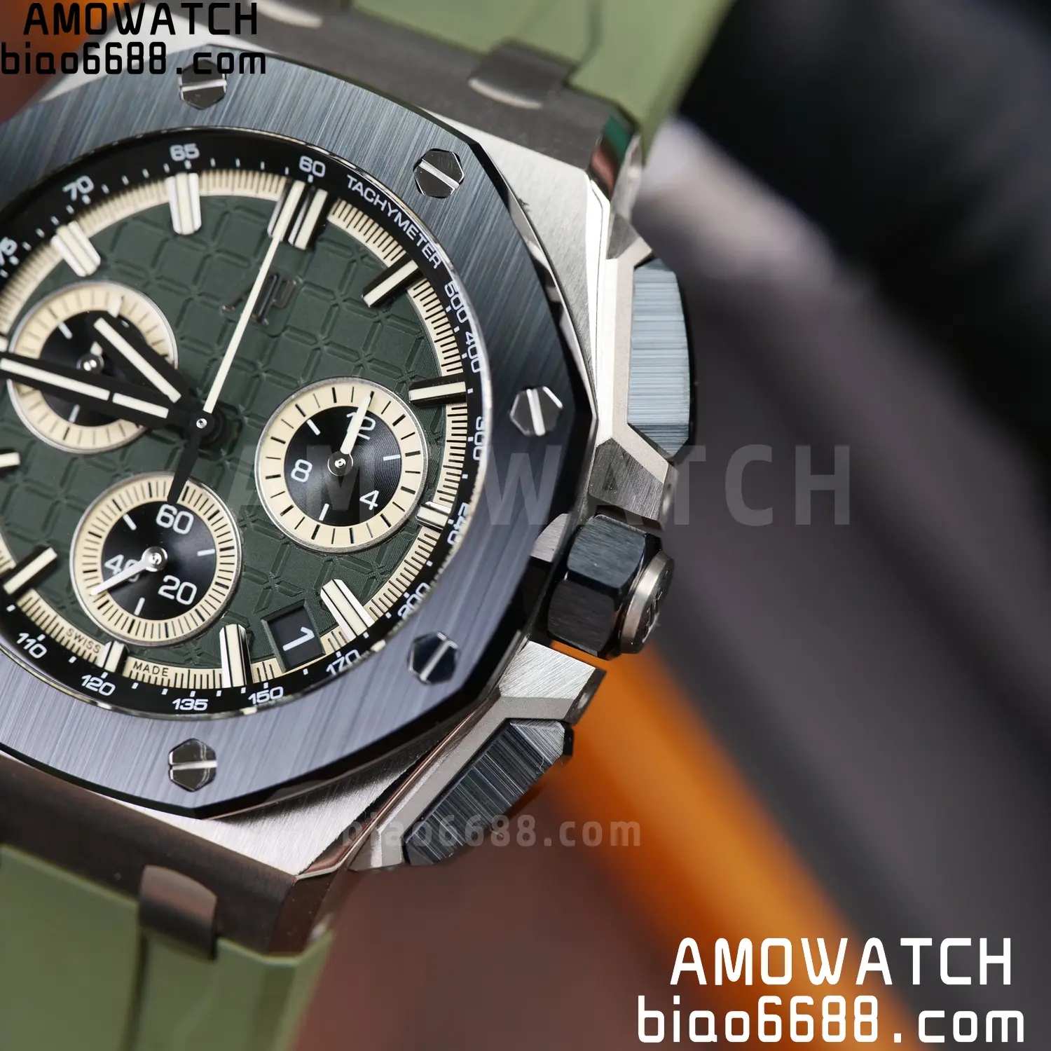 AP Royal Oak Offshore 26420 Titanium DDF 1:1 Best Edition Green/Black Dial on Green Rubber Strap DD4401 Super Clone 83 6b03d4f0f0cece2 AMO Watch
