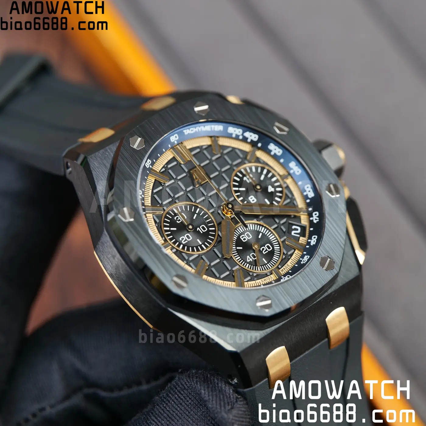 AP Royal Oak Offshore 26420 Black Ceramic DDF 1:1 Best Edition Black/YG Dial on Black Rubber Strap DD4401 Super Clone 78 6bb2424a84d1266 AMO Watch