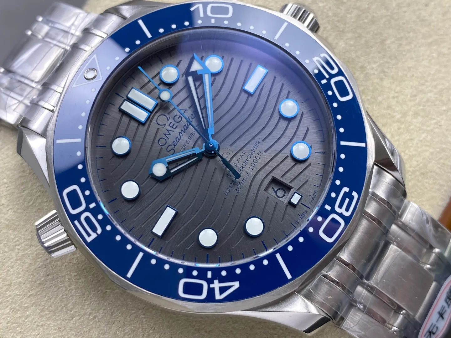 OMEGA Seamaster Diver 300M SS ORF 1:1 Best Edition Blue Ceramic Gray Dial on SS Bracelet (Free Spring) 31 6bd6bf34b88577c AMO Watch