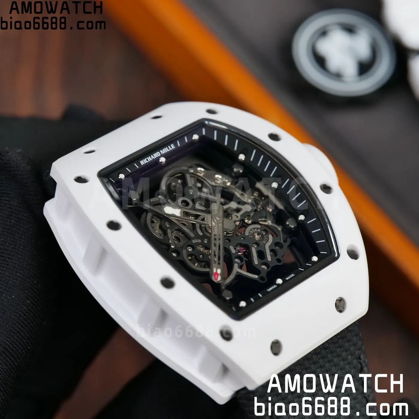 Richard Mille RM055 White Ceramic ZF 1:1 Best Edition on Black Nylon Strap RMUL2 Super Clone V3 75 6e45823bf912a67 AMO Watch