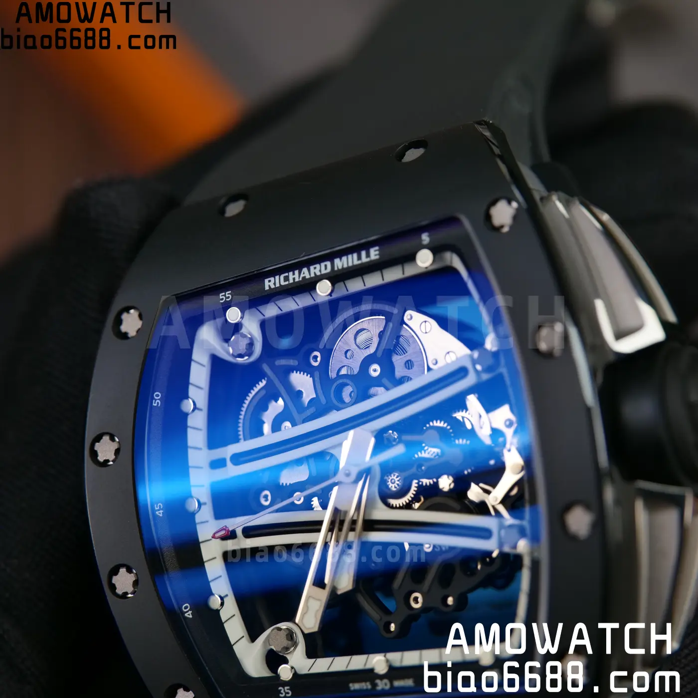RICHARD MILLE RM61-01 RM6101 A9F 1:1 Best Edition Black Bezel Black Strap RMUL3 Free Sprung 101 6eb359035ca620e AMO Watch