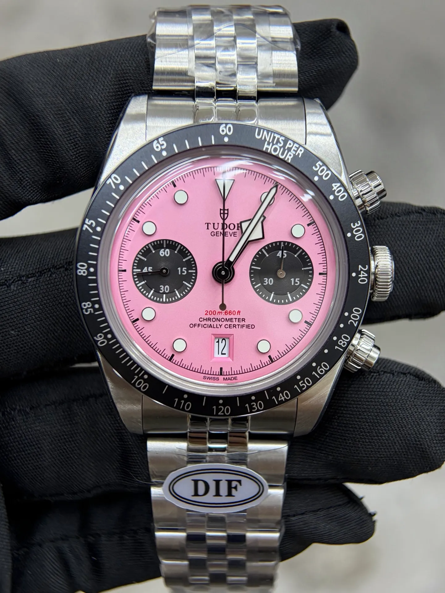 Tudor Black Bay Chrono SS DIF 1:1 Best Edition Pink Dial on SS Bracelet DD7750 21 70b9d744e2b183c AMO Watch