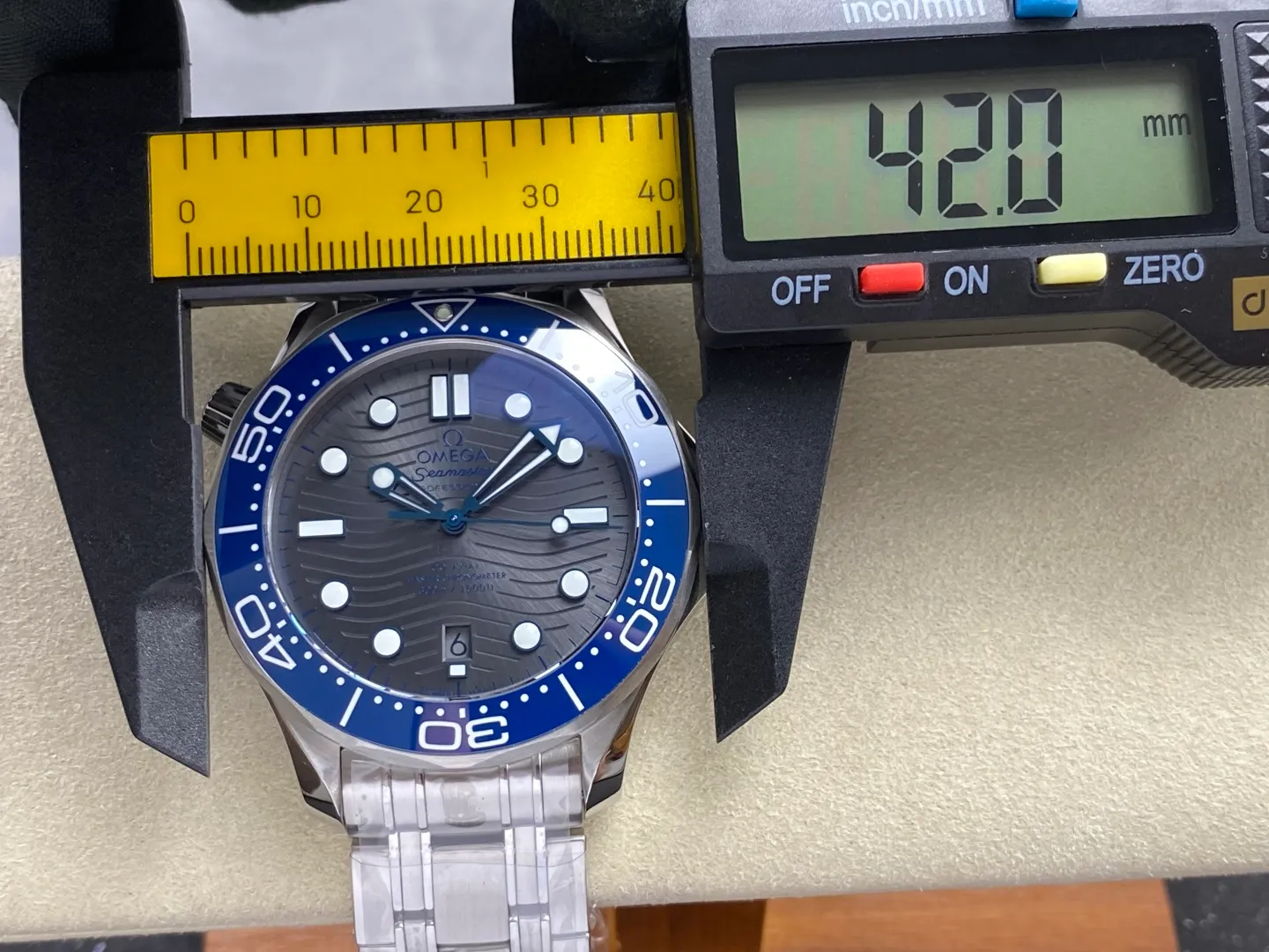 OMEGA Seamaster Diver 300M SS ORF 1:1 Best Edition Blue Ceramic Gray Dial on SS Bracelet (Free Spring) 39 7187821905abf6c AMO Watch